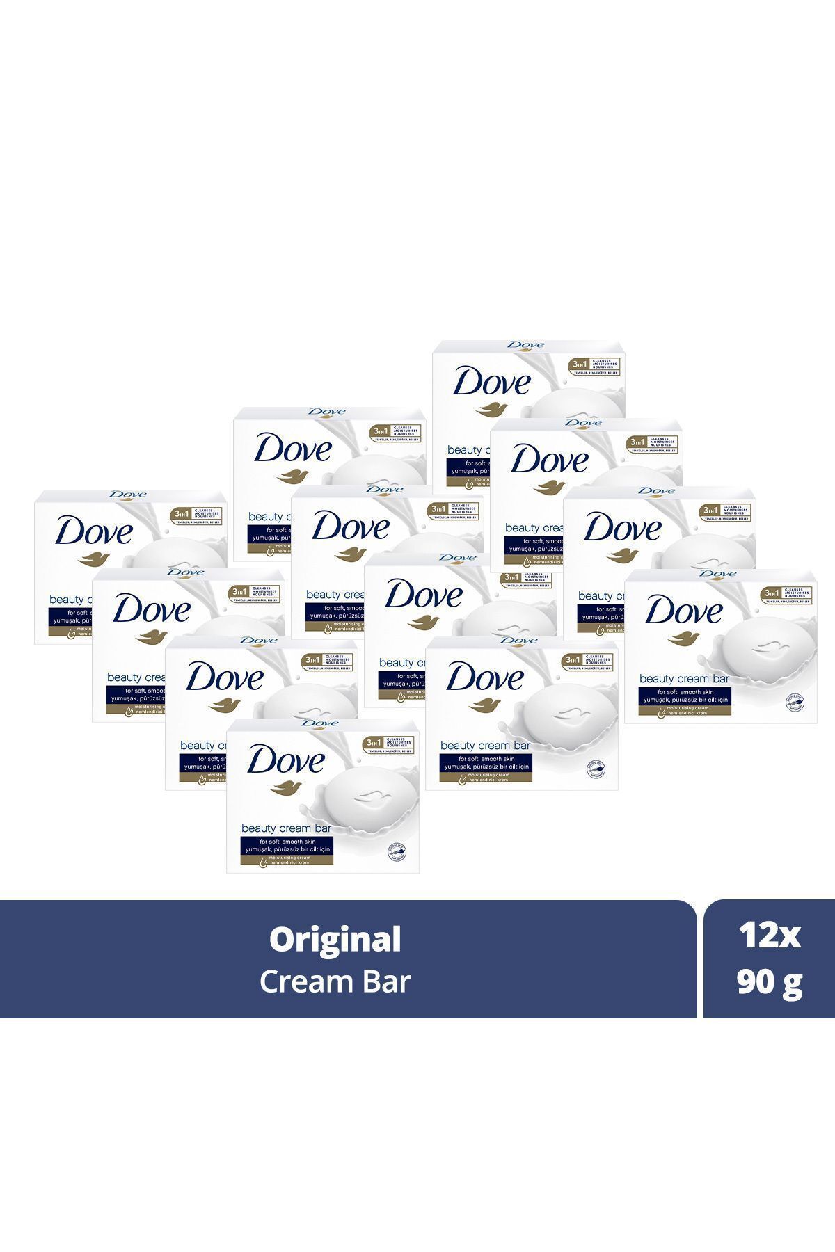 Dove Beauty Cream Bar Katı Güzellik Sabunu Original Nemledirici Etkili 90 G X12