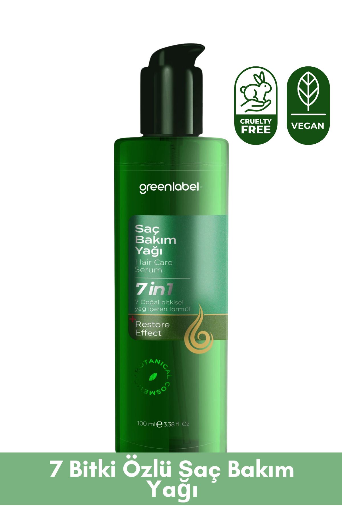 Green Label 7 Bitki Özlü Canlandırıcı Dökülme Karşıtı Botanikal Saç Bakım Yağı 100ml.