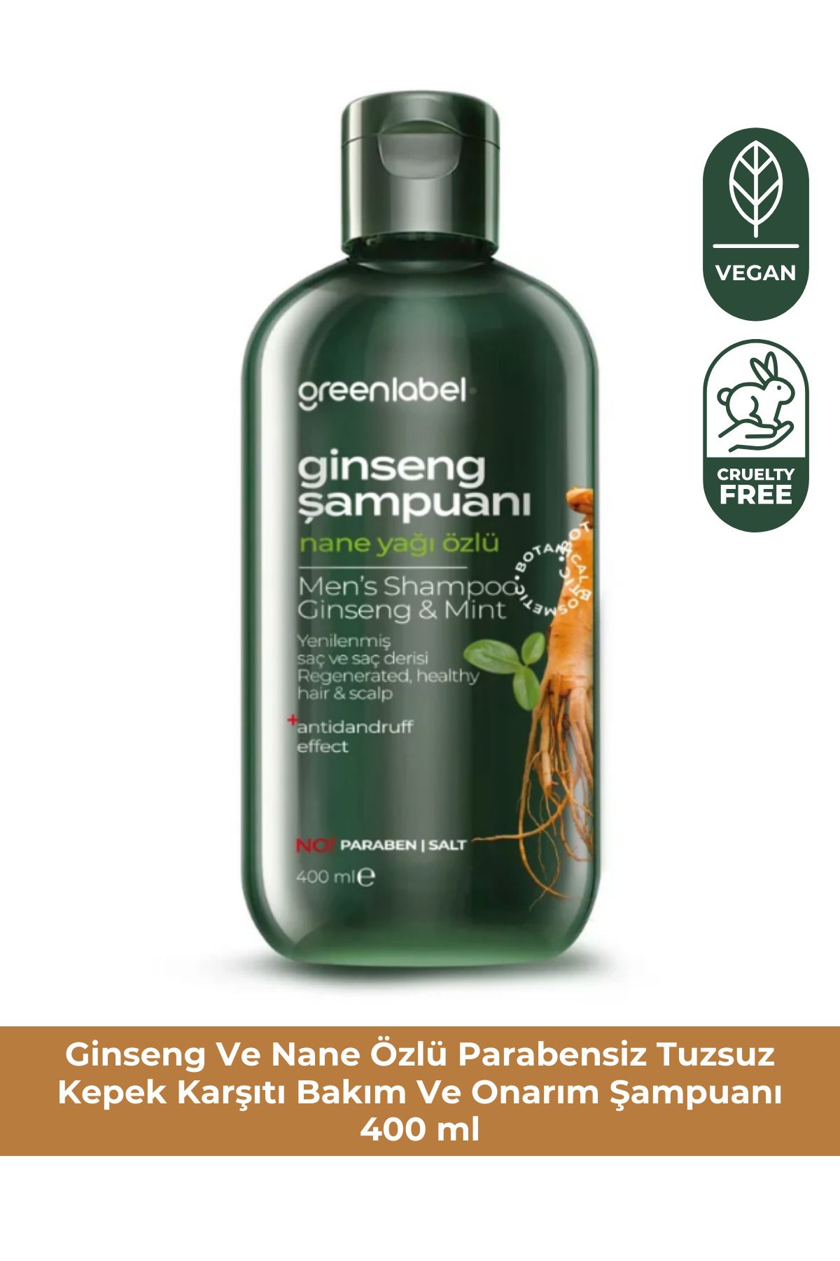 Green Label Greenlabel Ginseng Ve Nane Özlü Parabensiz Tuzsuz Kepek Karşıtı Bakım Ve Onarım Şampuanı 400ml