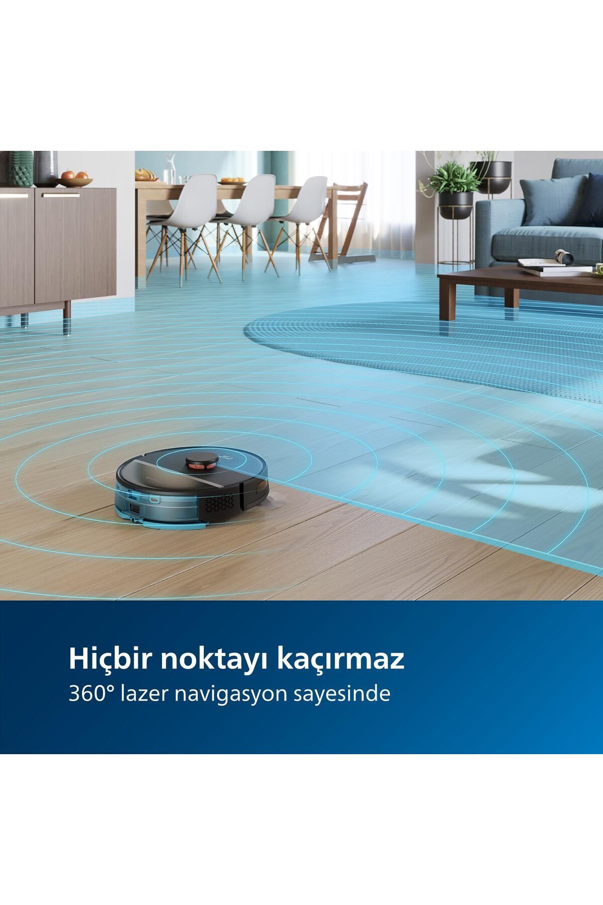 Robot Süpürge, 5200 mAh Li-Ion Pil, Tek Şarjla 180 Dakikaya Kadar Temizlik, 5000 Pa