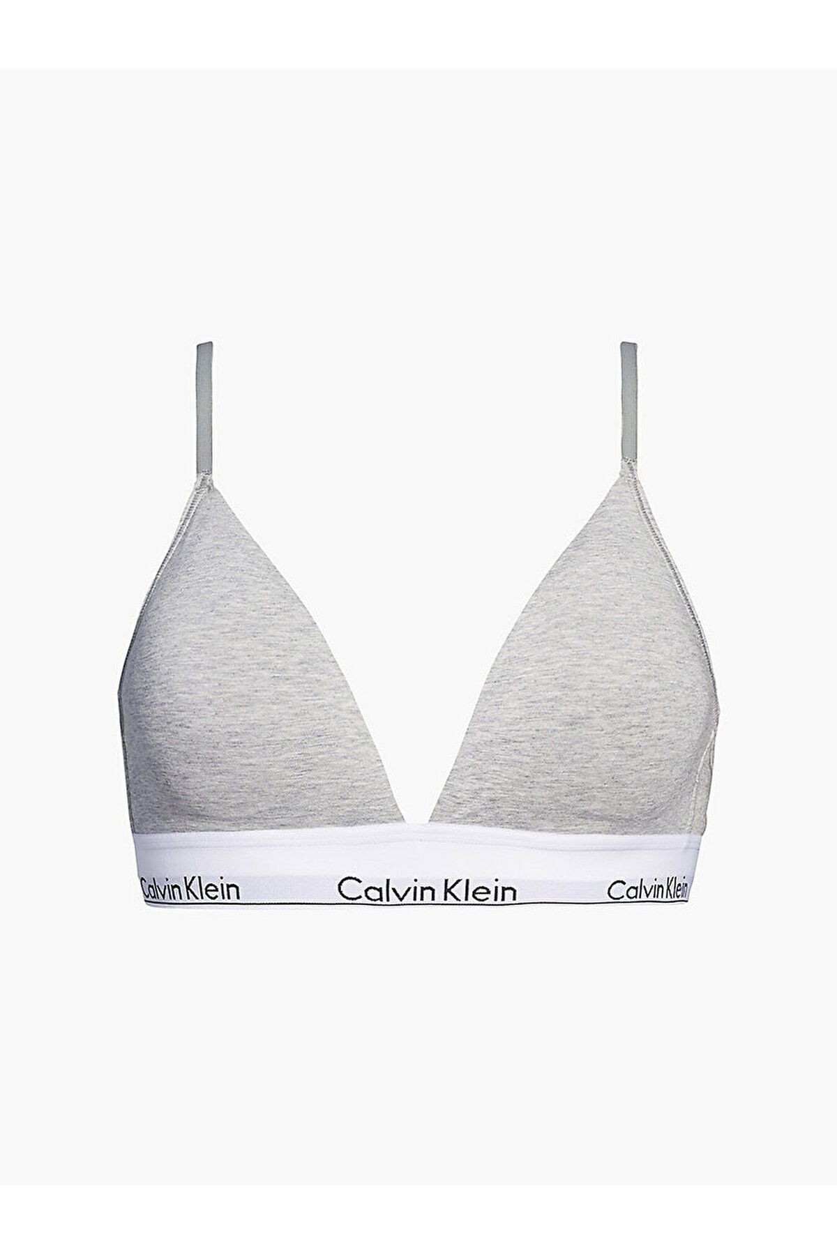 Calvin Klein Kadın Imzalı Elastik Bantlı Gri Spor Sütyeni 000qf5650e-020