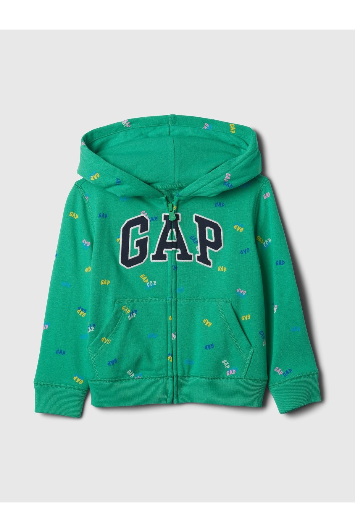 GAP Erkek Bebek Yeşil Gap Logo Fransız Havlu Kumaş Fermuarlı Sweatshirt