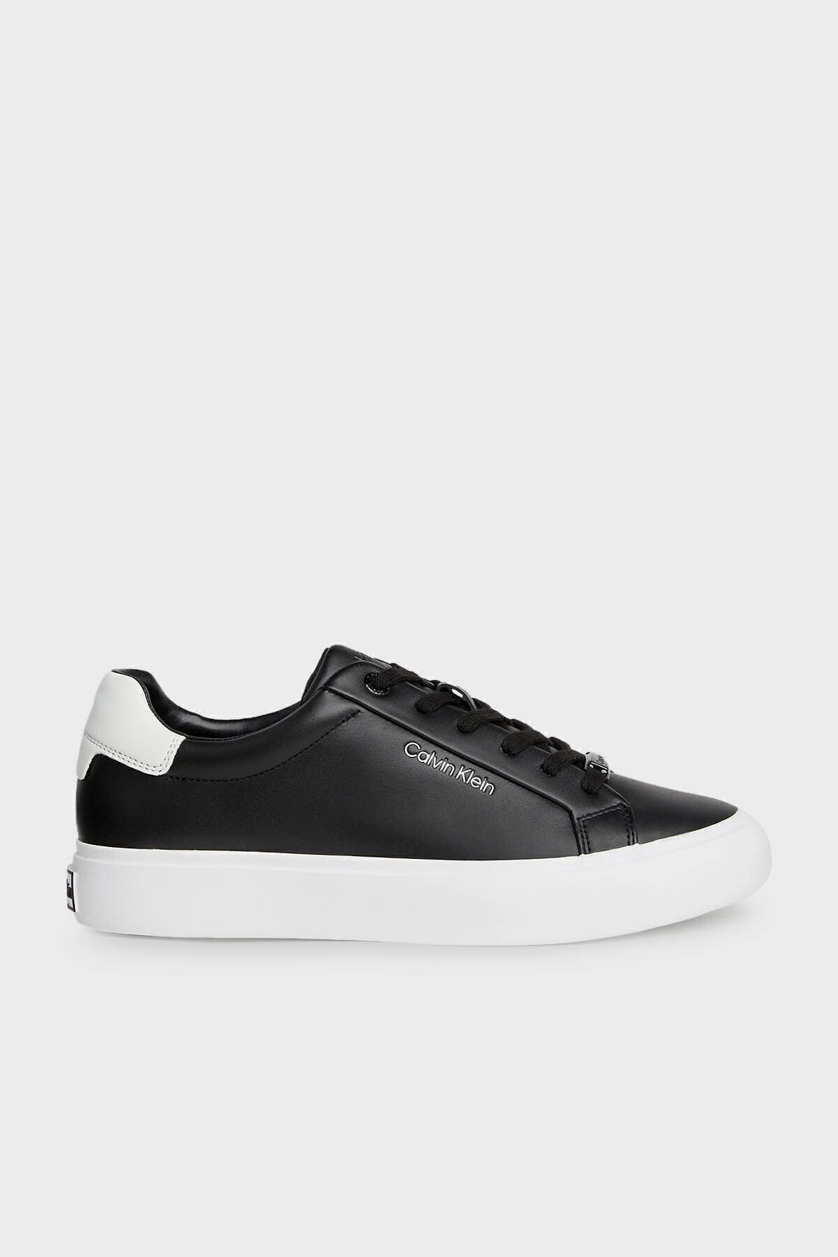 Calvin Klein Logolu Deri Sneaker Ayakkabı HW0HW020370GN  AYAKKABI HW0HW02037 0GN