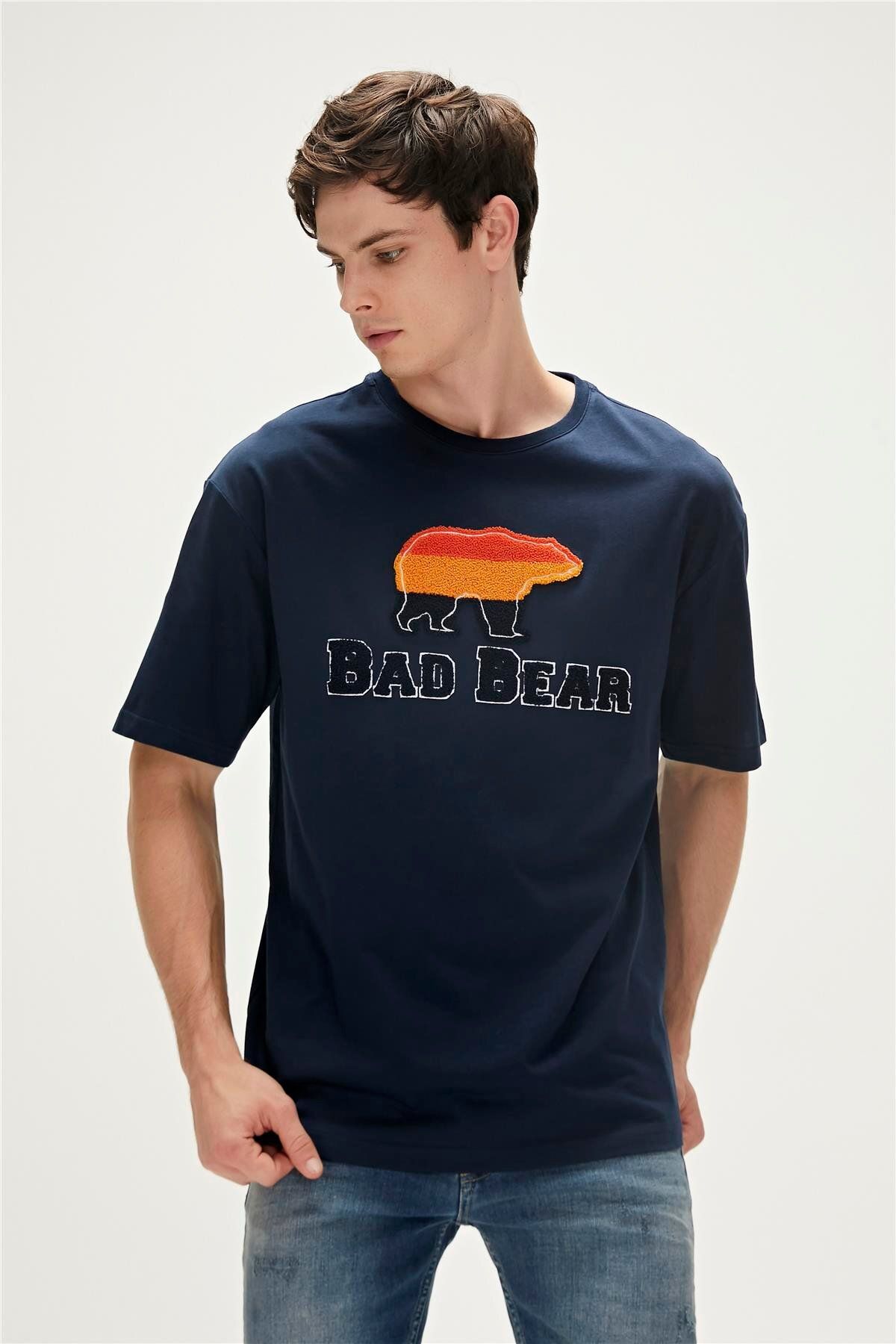 Bad Bear Tripart T-shirt Lacivert 3d Baskılı Erkek Tişört