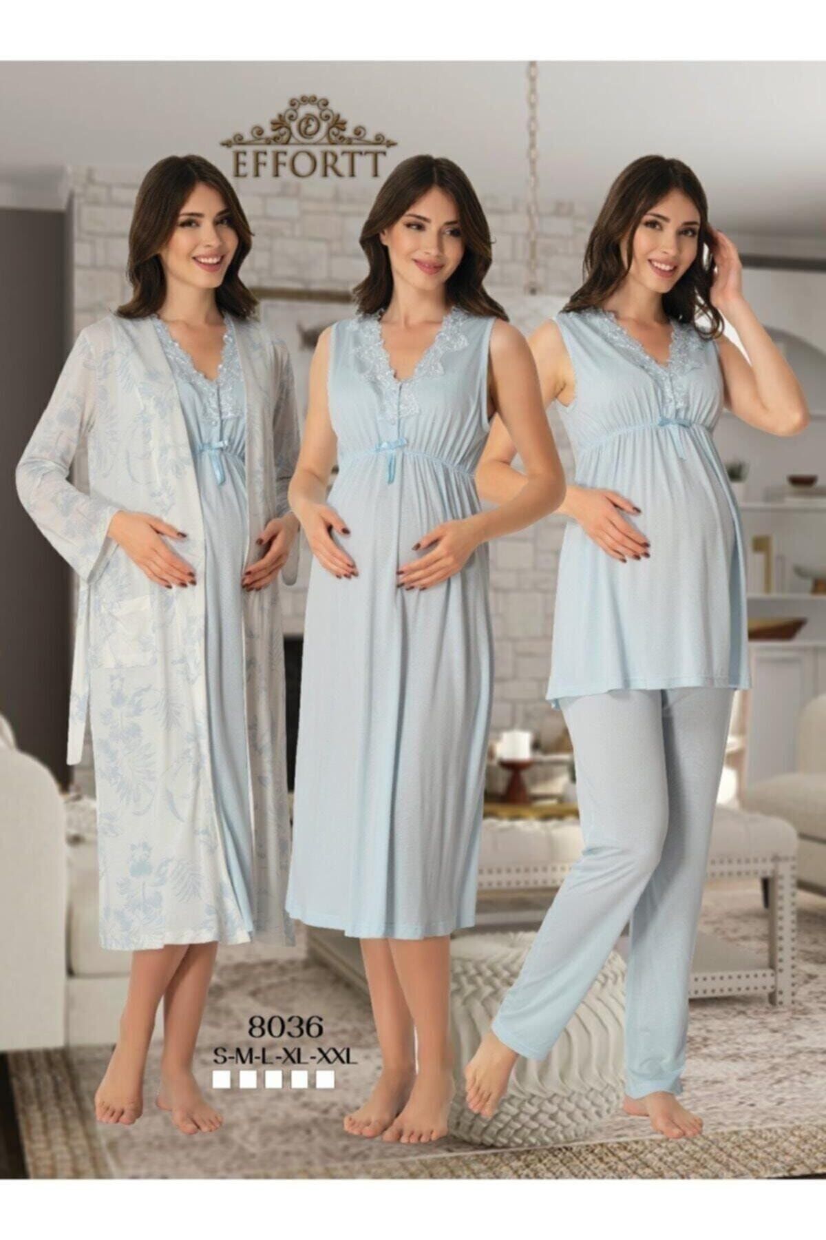 Effort Pijama Zerre Bebe 8036 Hamile Dörtlü Takım