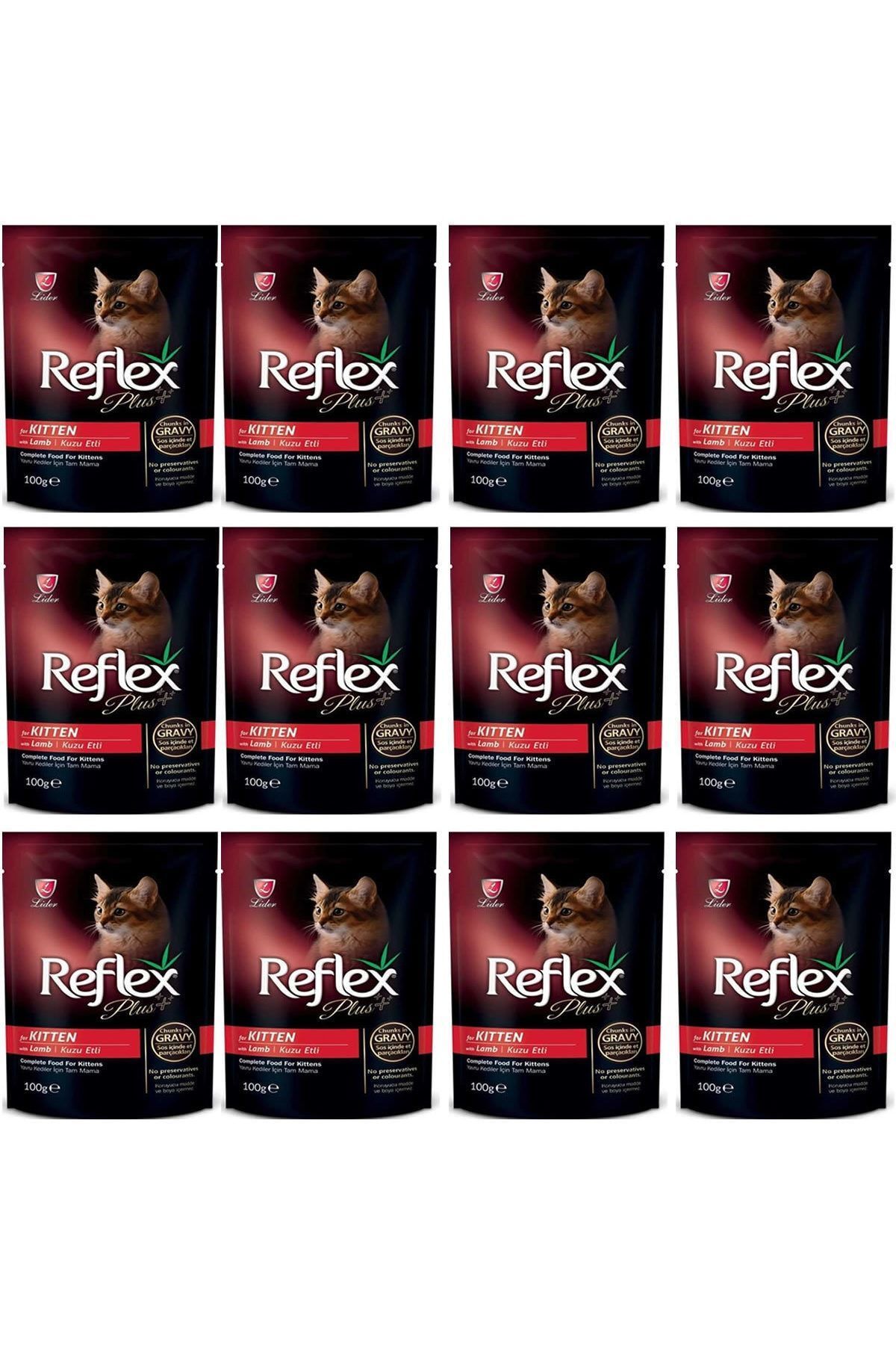 Reflex Plus Kuzu Etli Pounch Yavru Kedi Konservesi 100 gr 12'li Set