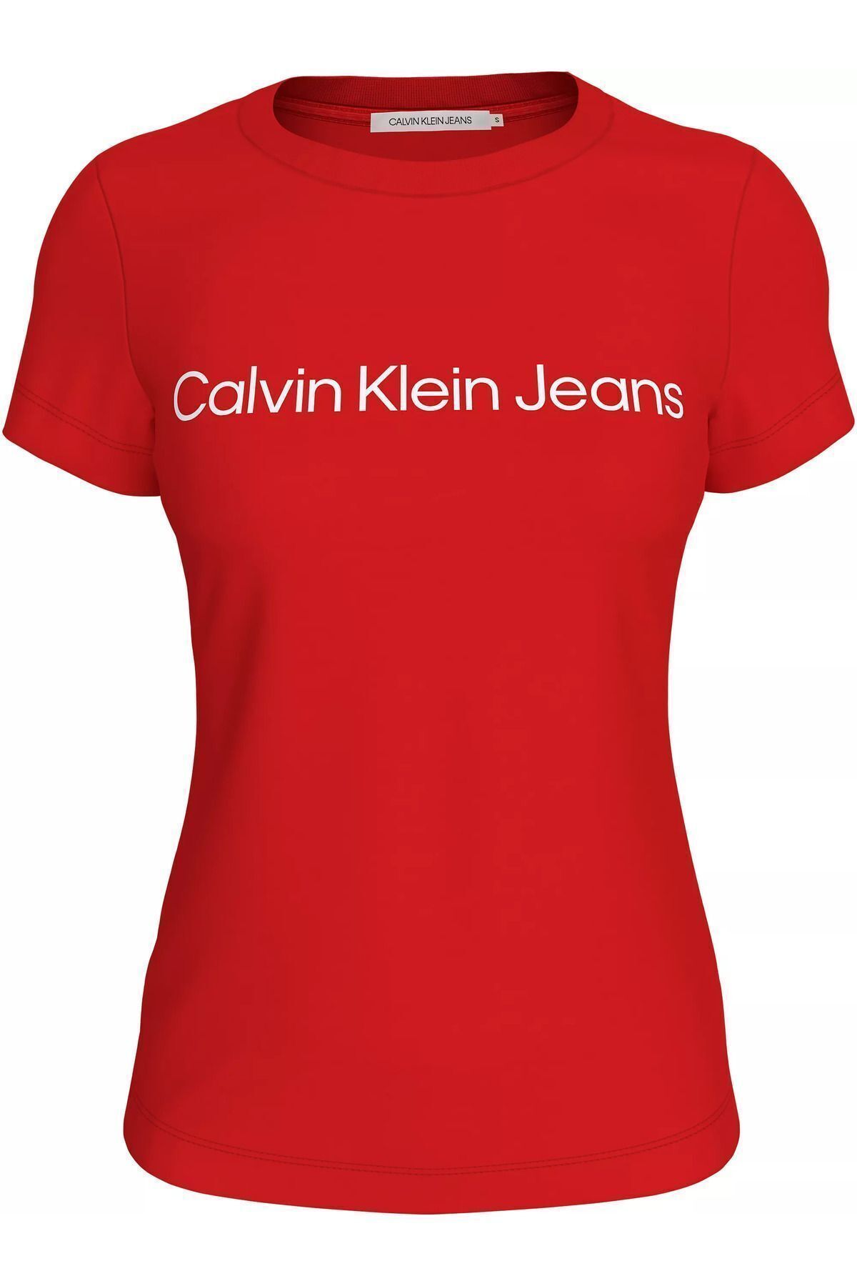 Calvin Klein Kadın Sıfır Yaka Marka Logolu Kırmızı T-Shirt J20J220161-XA7