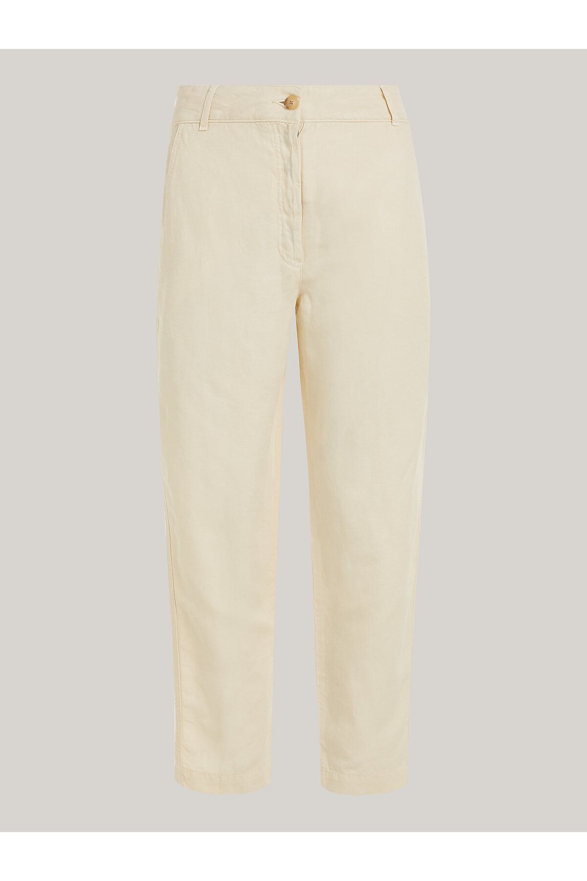 Tommy Hilfiger Kadın Dokuma Kumaş  Normal Bel  Düz Model Bej Pantolon WW0WW41351-AEF