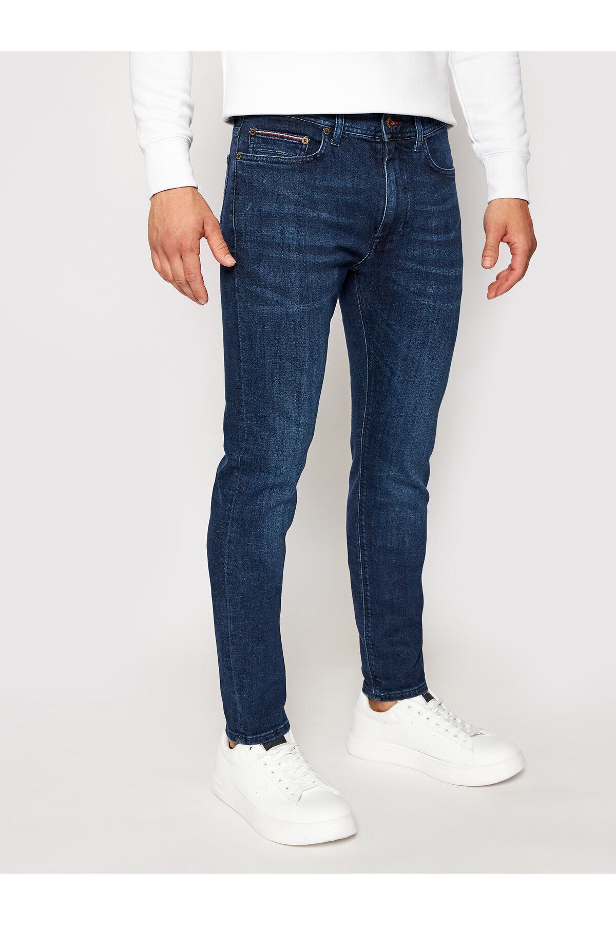 Tommy Hilfiger Erkek Denim Normal Belli Düz Model Günlük Kullanım Mavi Jeans MW0MW15599-1BS