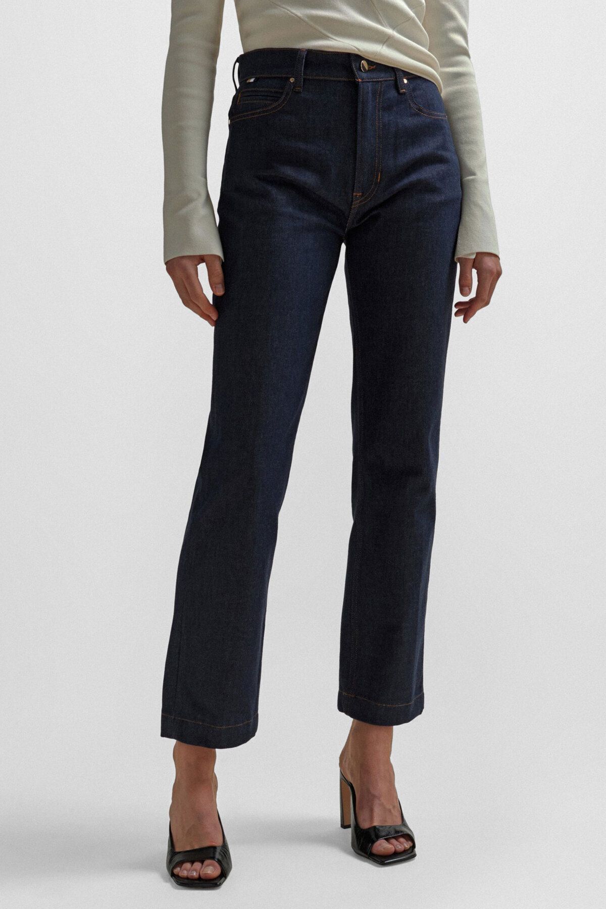 BOSS Kadın Denim Slim Fit Yüksek Bel Günlük Kullanım Lacivert Jeans 50512523-400