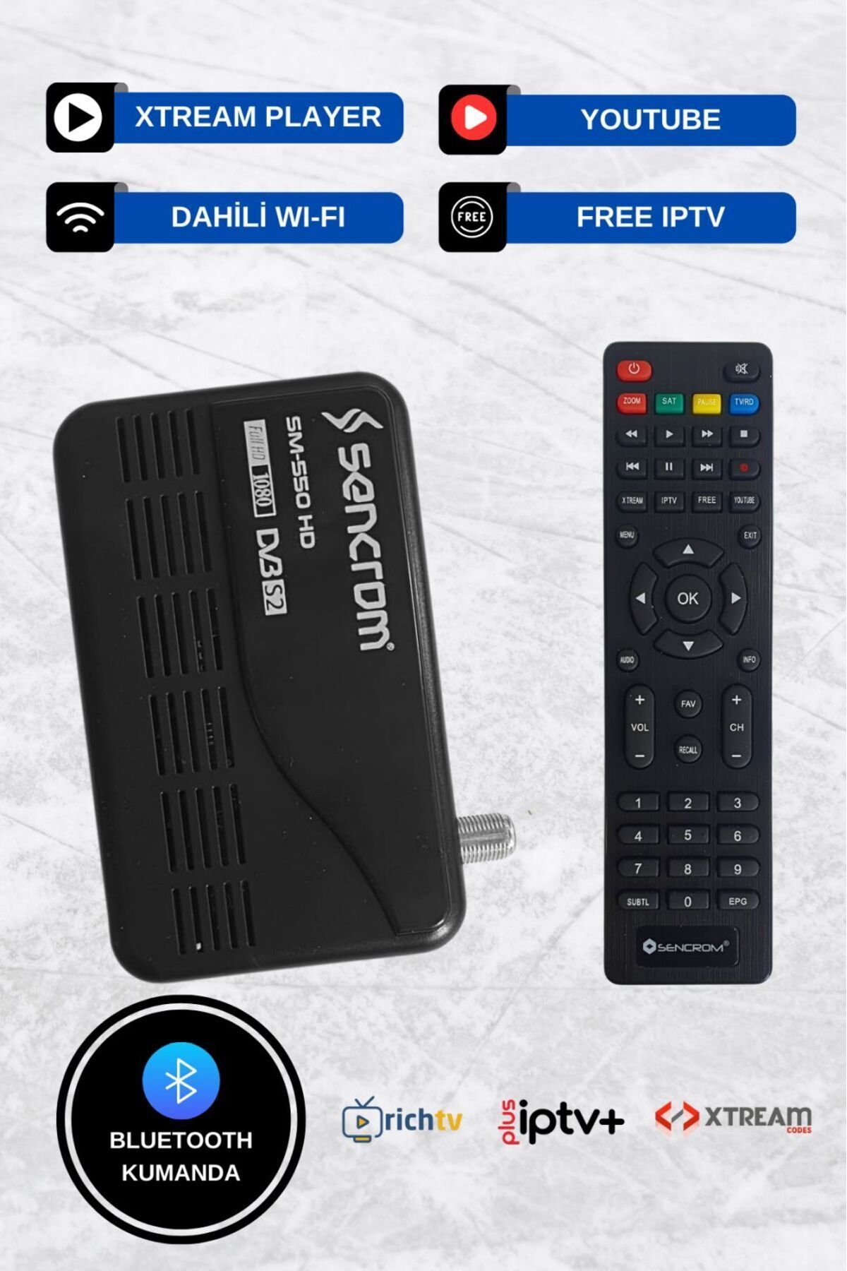 sencrom Wıfı Canaklı Canaksız Sınırsız Tv Paketi Uydu Alıcısı Bluetooth Kumandalı