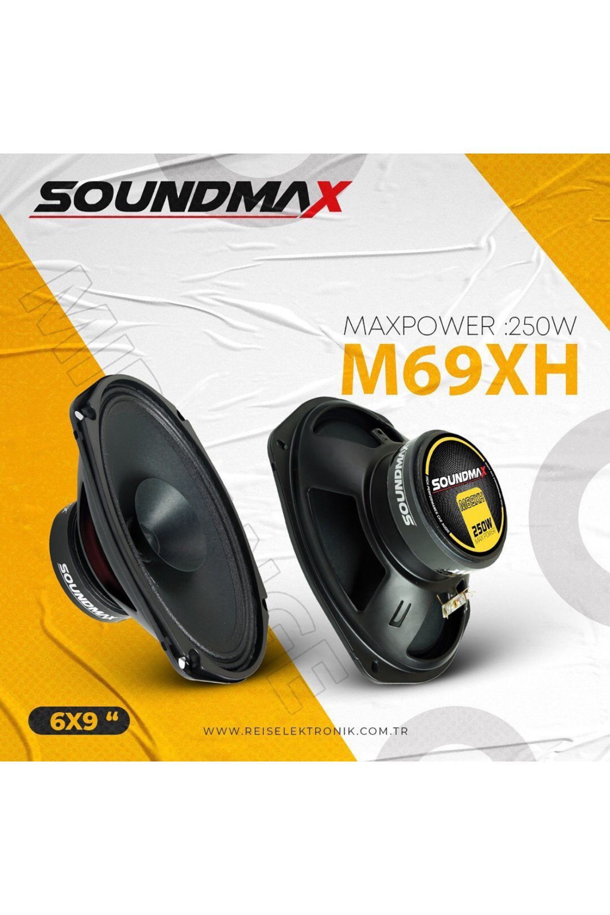 Soundmax Sx-m69xh Çifti 500wat-200w Rms Kapaklı 6x9 Oval Oto Midrange Hoparlör