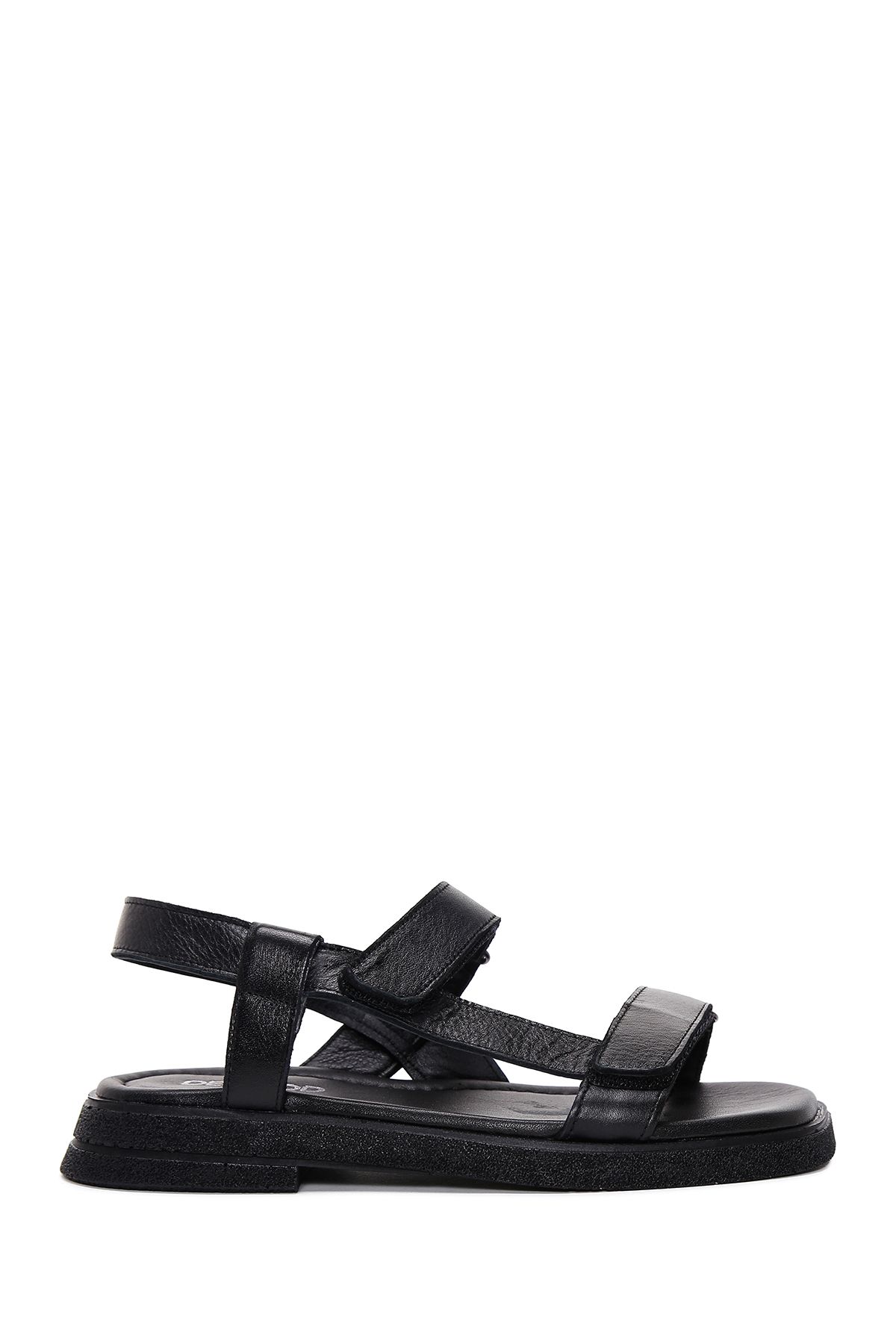 Derimod Kadın Siyah Çift Bantlı Deri Comfort Sandalet 24sfd361418