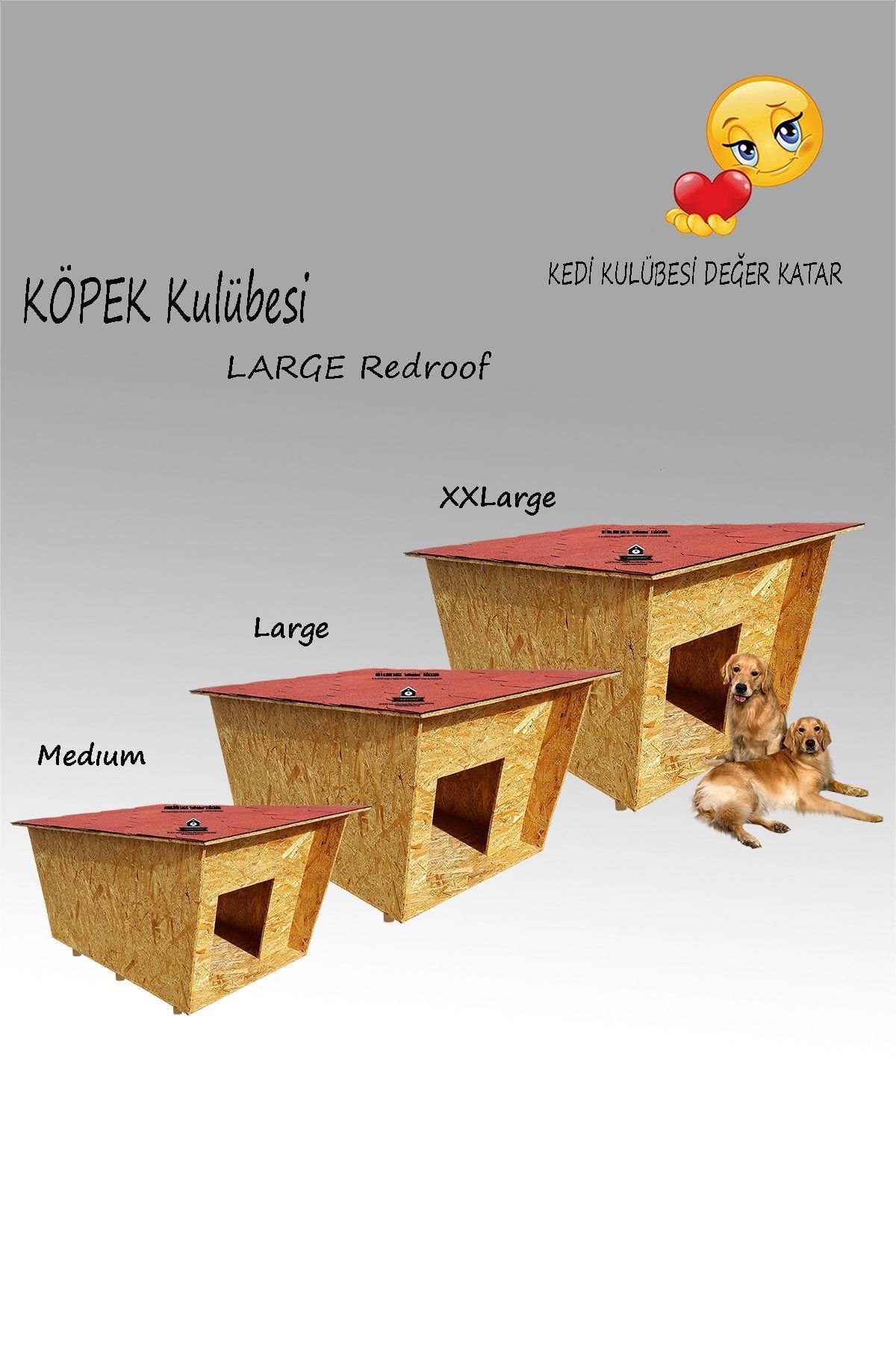 Kedigram Kedi Kulübesi Köpek Kulübesi Redroof L - Kedi Köpek Kulübesi - Su Geçirmez Ev - Osb - Ahşap Kulübe