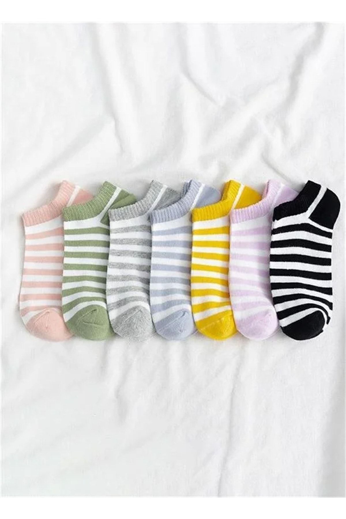 Black Arden Socks Çizgili Yazlık Desen Pamuklu Ayak Bileği Kısa Çorap
