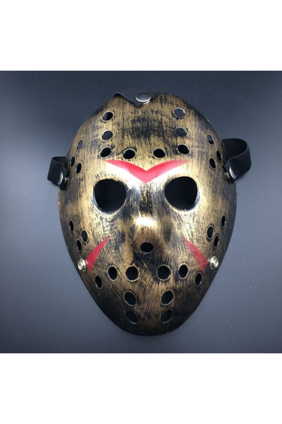 Skygo Bakır Renk Kırmızı Çizgili Tam Yüz Hokey Jason Maskesi Hannibal Maskesi