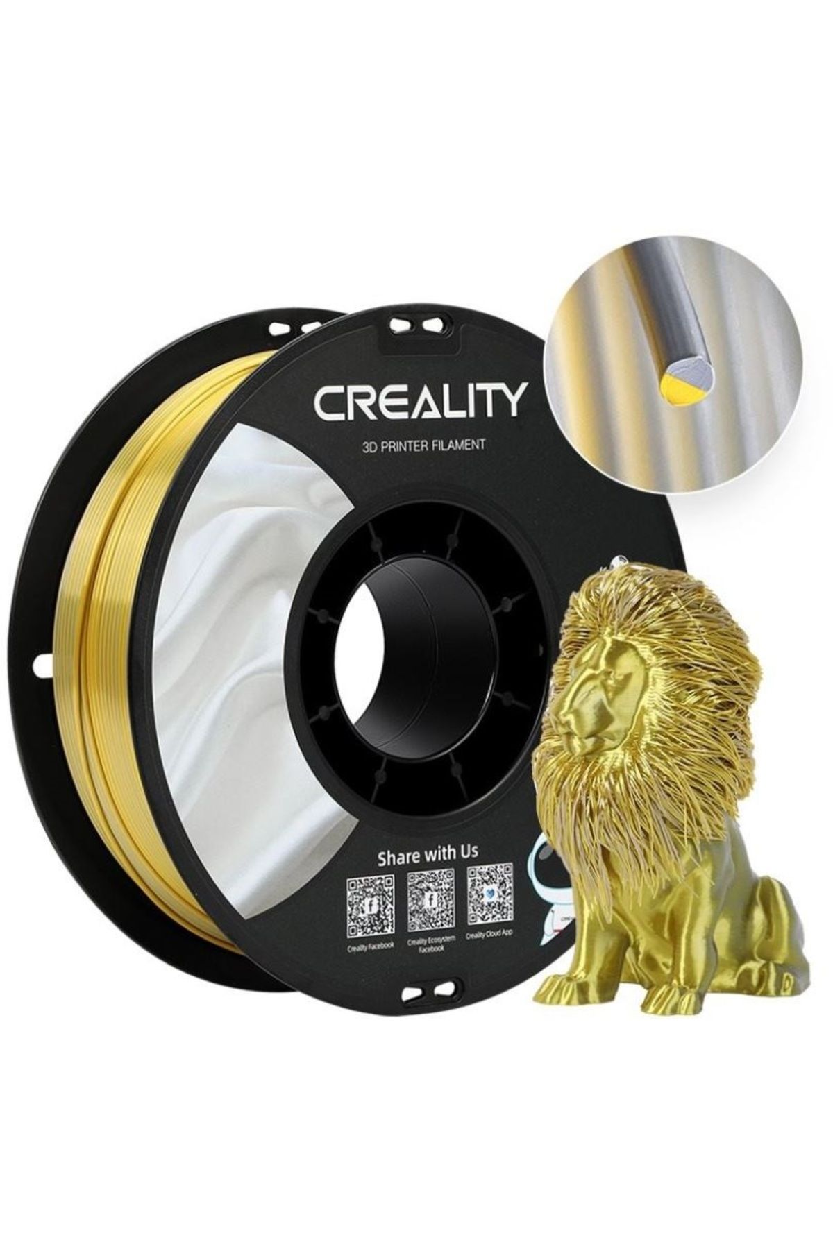 CREALITY 3D Creality CR-SILK PLA Filament Altın-Gümüş Çift Renk 1.75mm 1kg