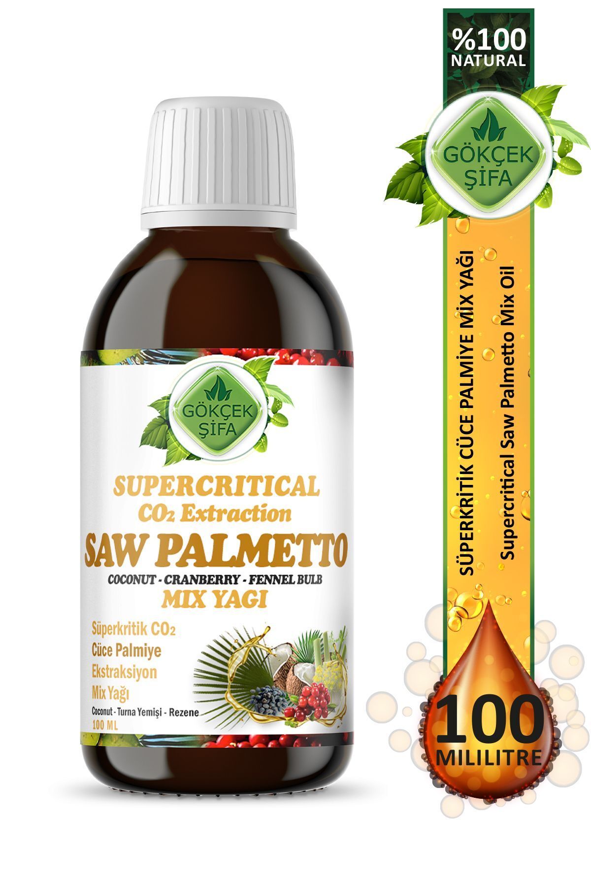 Gökçek Şifa Cüce Palmiye Süperkritik Yağı 100 ml (SAW PALMETTO SUPERCRİTİCAL MİX OİL)