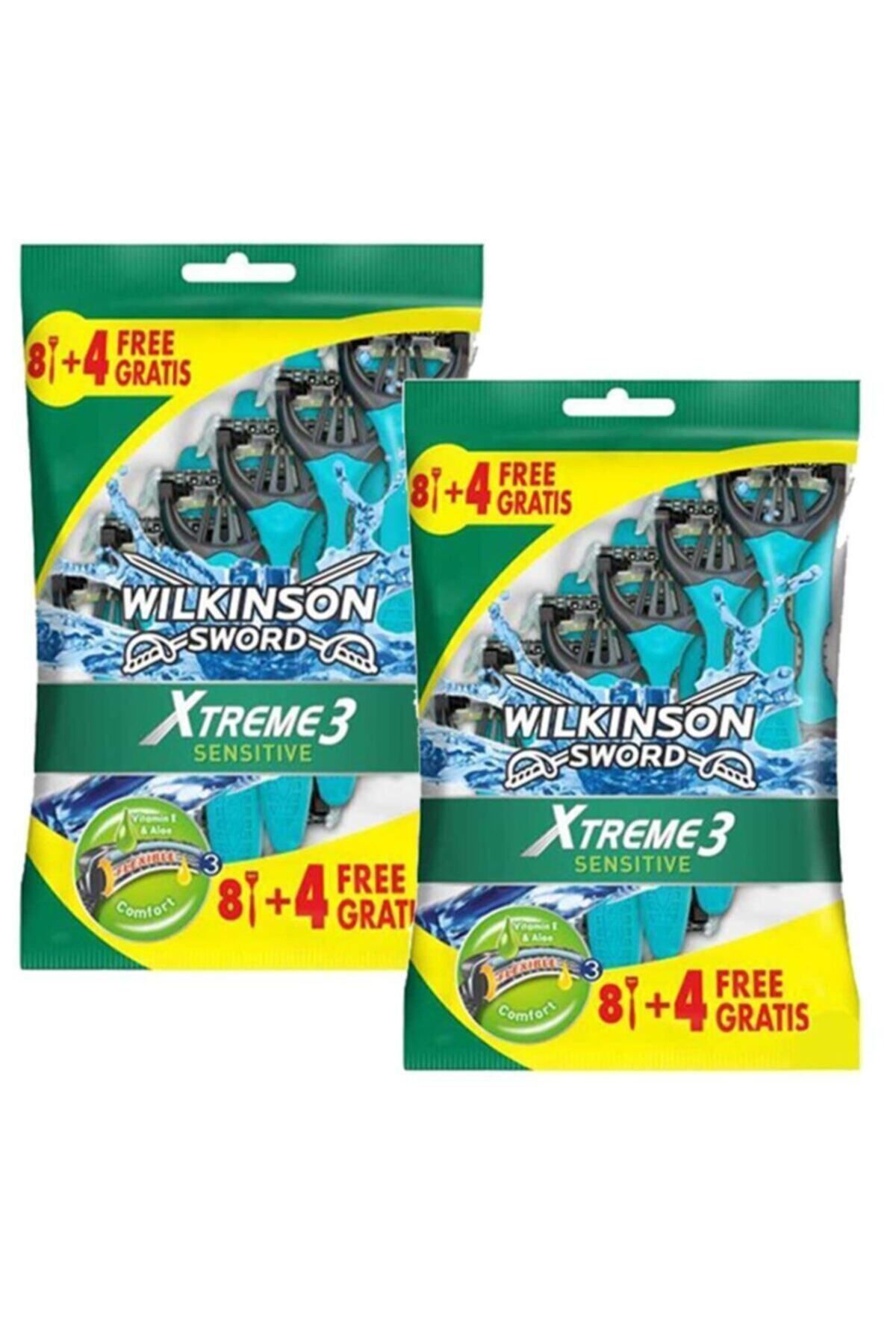 Wilkinson Sword Xtreme 3 Sensitive 8+4 Üç Bıçaklı Kullan At Tıraş Bıçağı 2 Paket