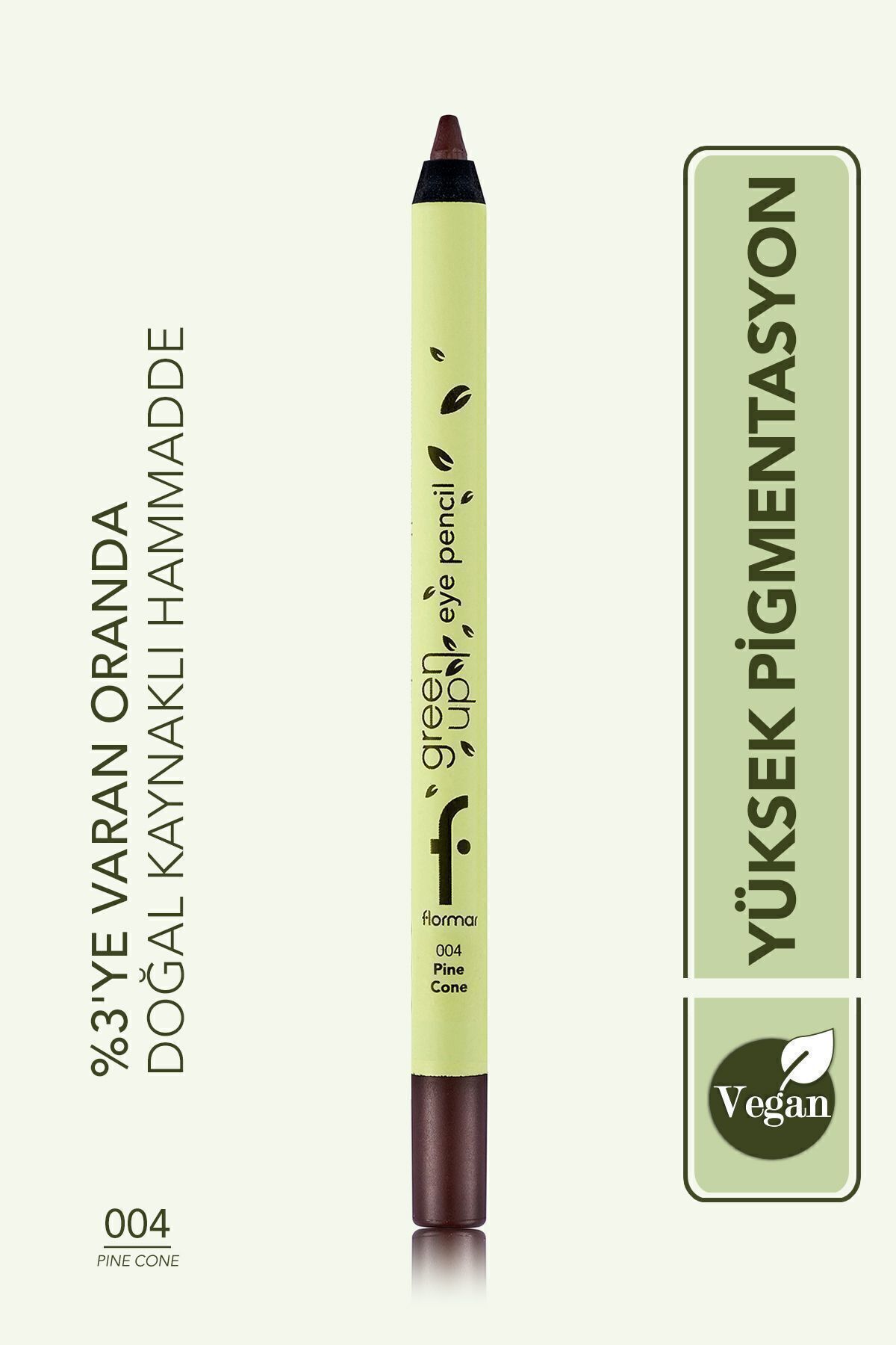Flormar Uzun Süre Kalıcı Yoğun Pigmentli Green Up Mat Bitişli Vegan Göz Kalemi-004 Pıne Cone- 8682536079693