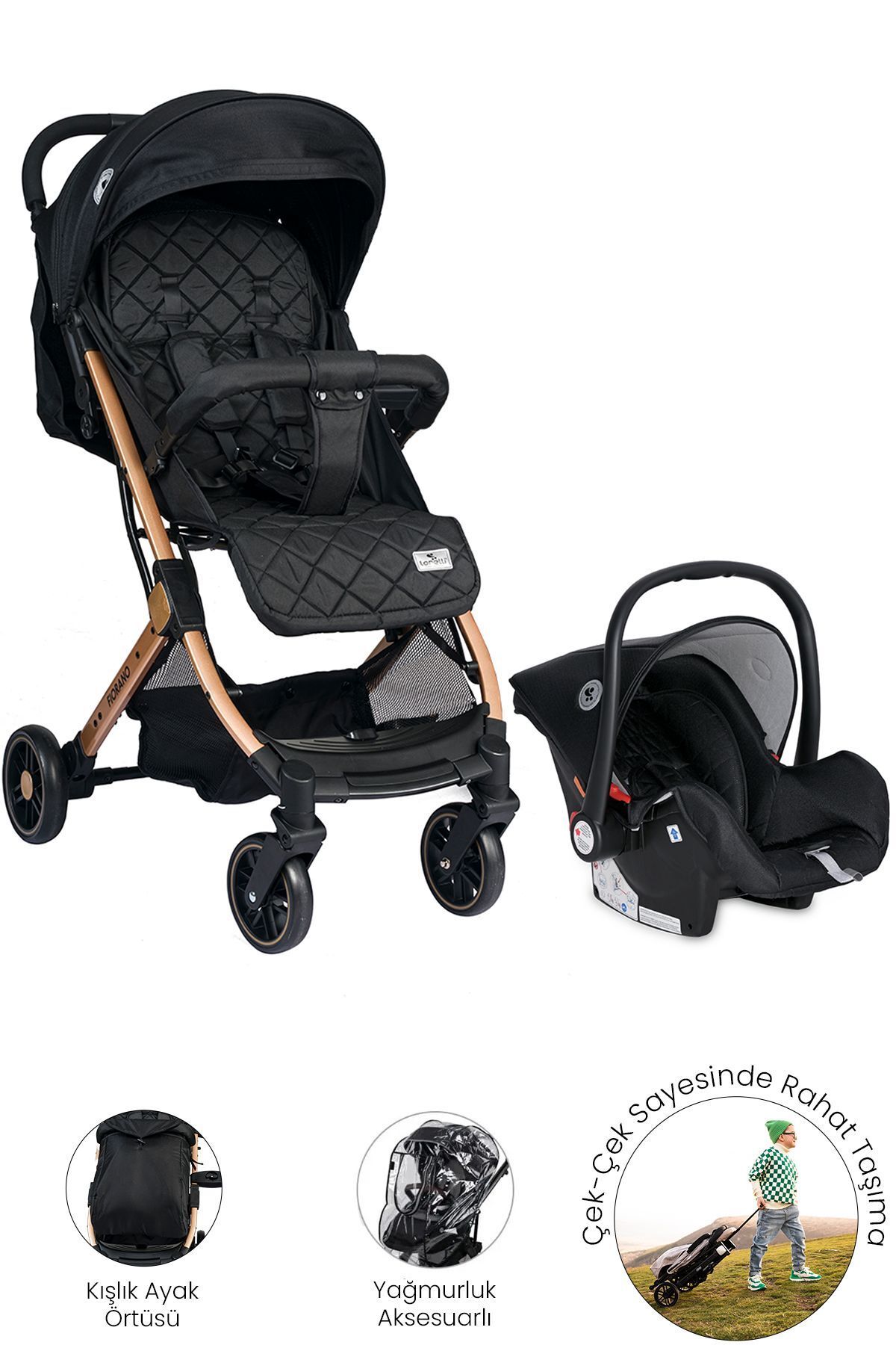 LORELLİ Lorelli Fiorano Kabin Boy & Travel Set Bebek Arabası - Black