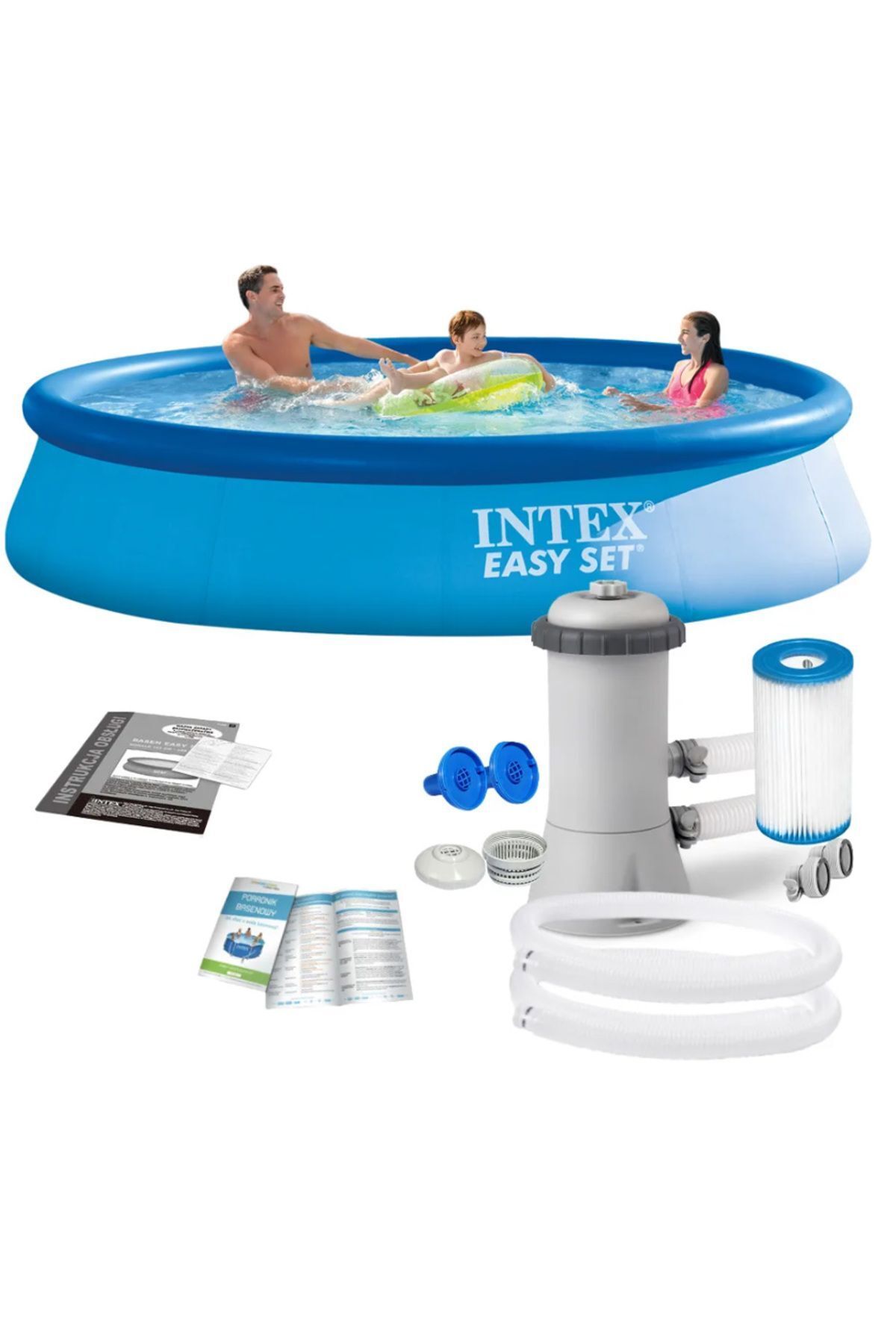Intex İntex 28132 366x76cm Şişme Aile Havuzu Örtü+Pompa+Filtre Set