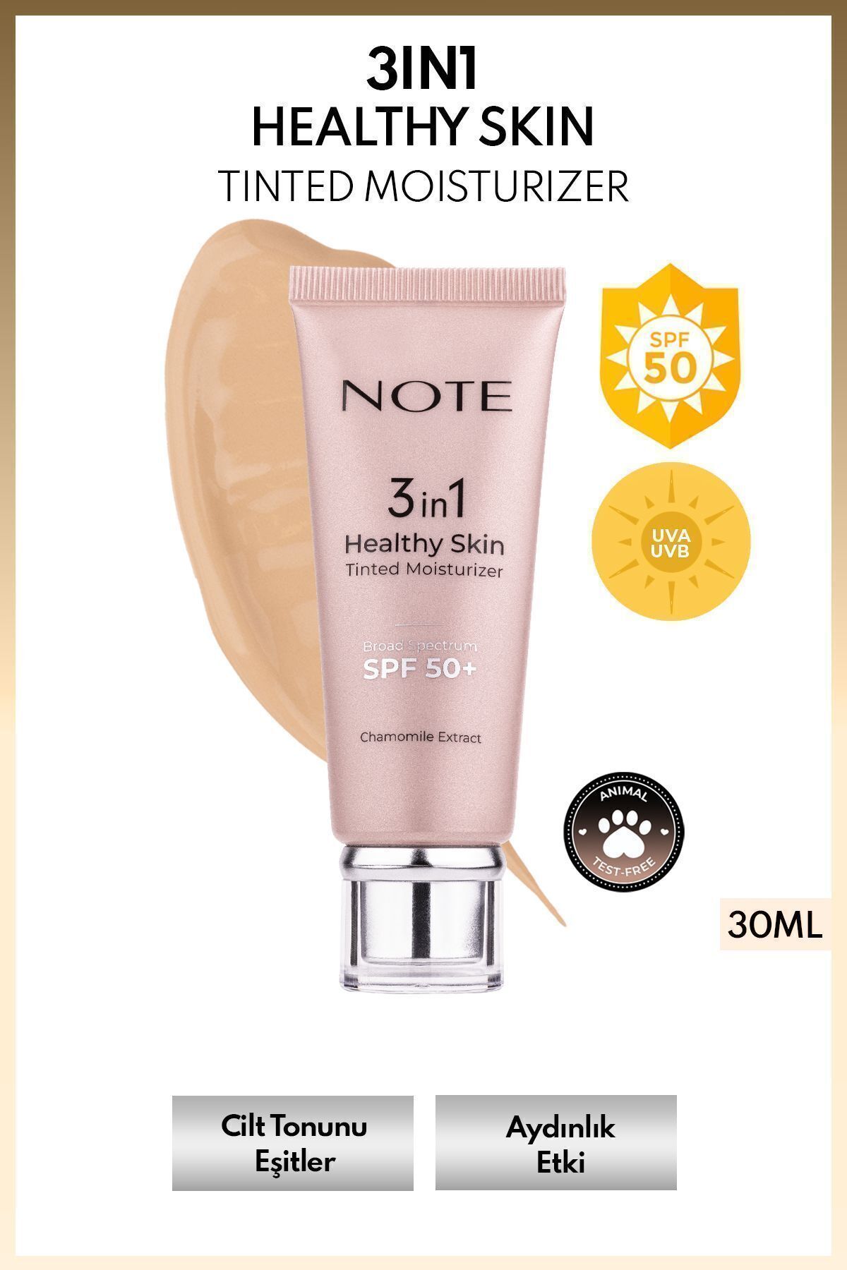 Note Cosmetics 3 In 1 Healthy Skin Tinted Moisturizer 50 Spf Renk Ton Eşitleyici Aydınlatıcı Krem