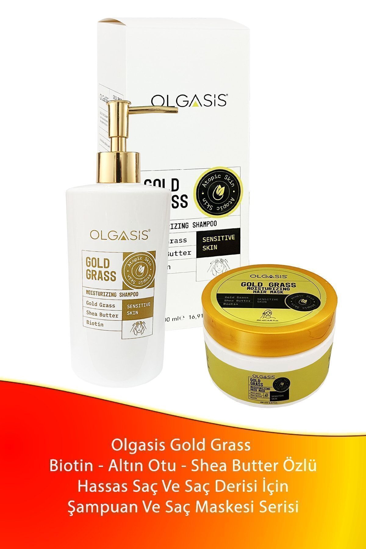 Olgasis Gold Grass Kepek Sedef Biotin - Altın Otu - Shea Butter Saç Derisi Bakımı Şampuan + Maske