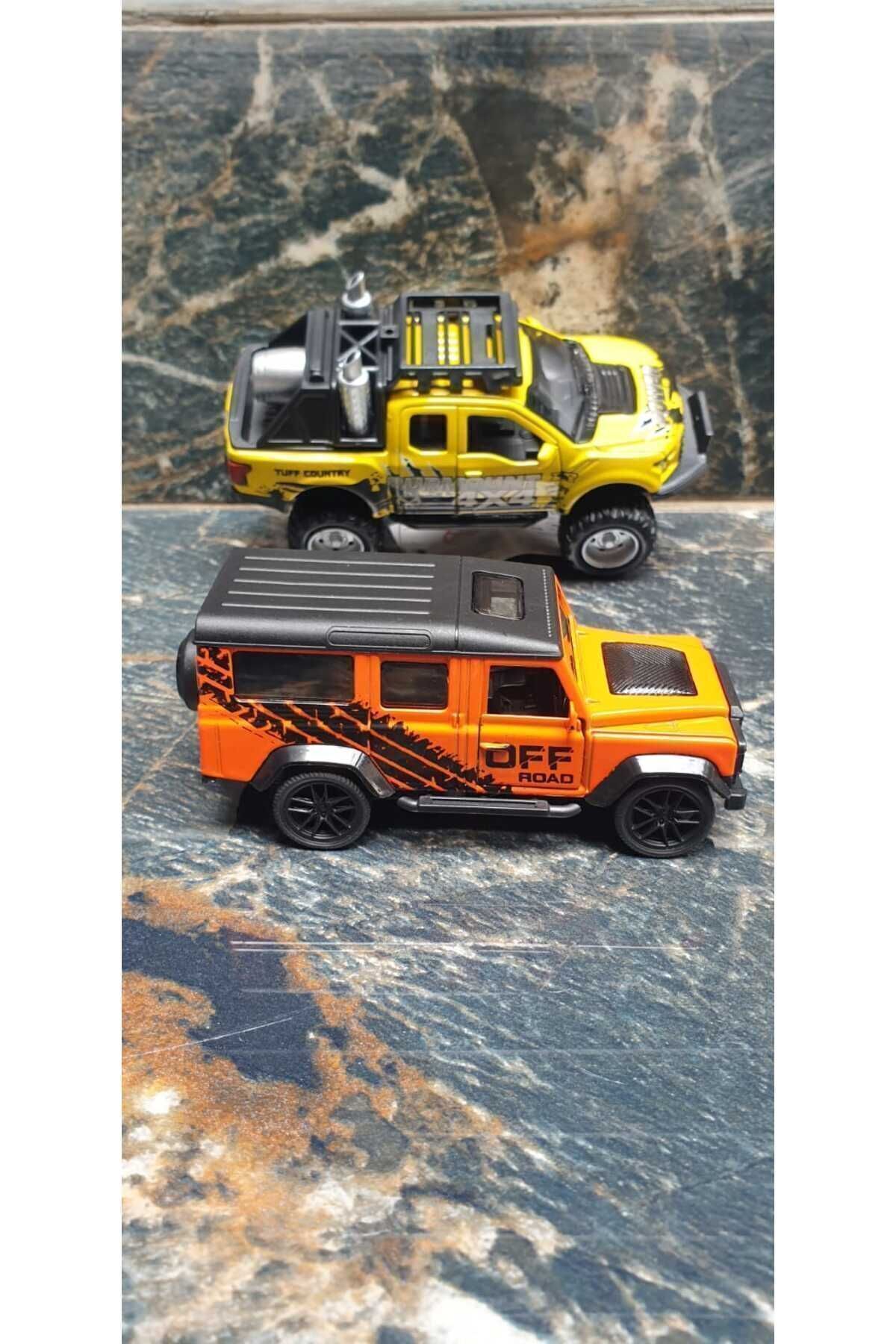 Hepsilazım 2-Lİ SET Metal Oyuncak Araba Kamyonet Diecast Arazi Pickup Mercedes G Jeep Ford F150 Land Hummer Jip