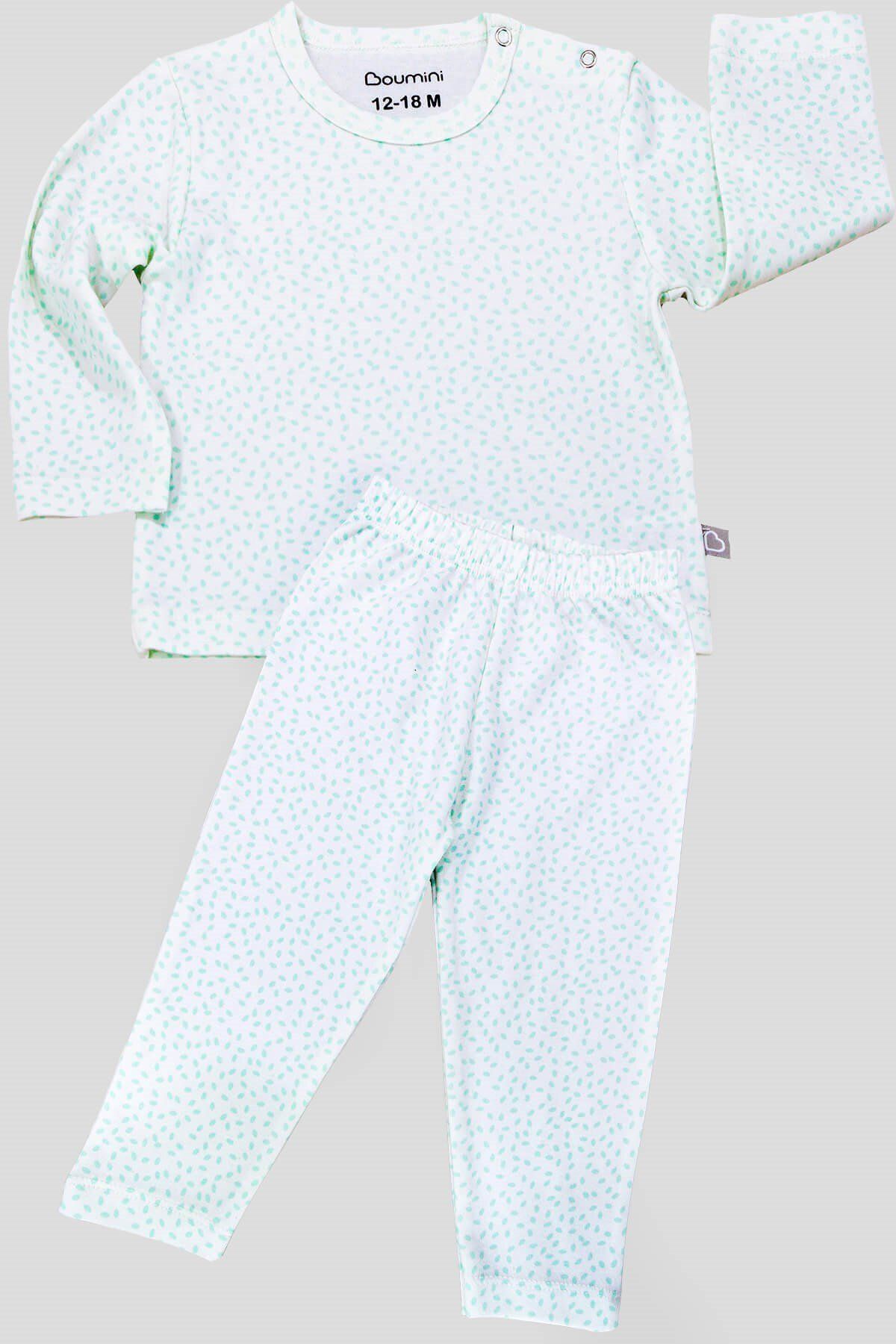 Boumini Bebek Ve Çocuk Pijama Takımı Yapraklar Mint