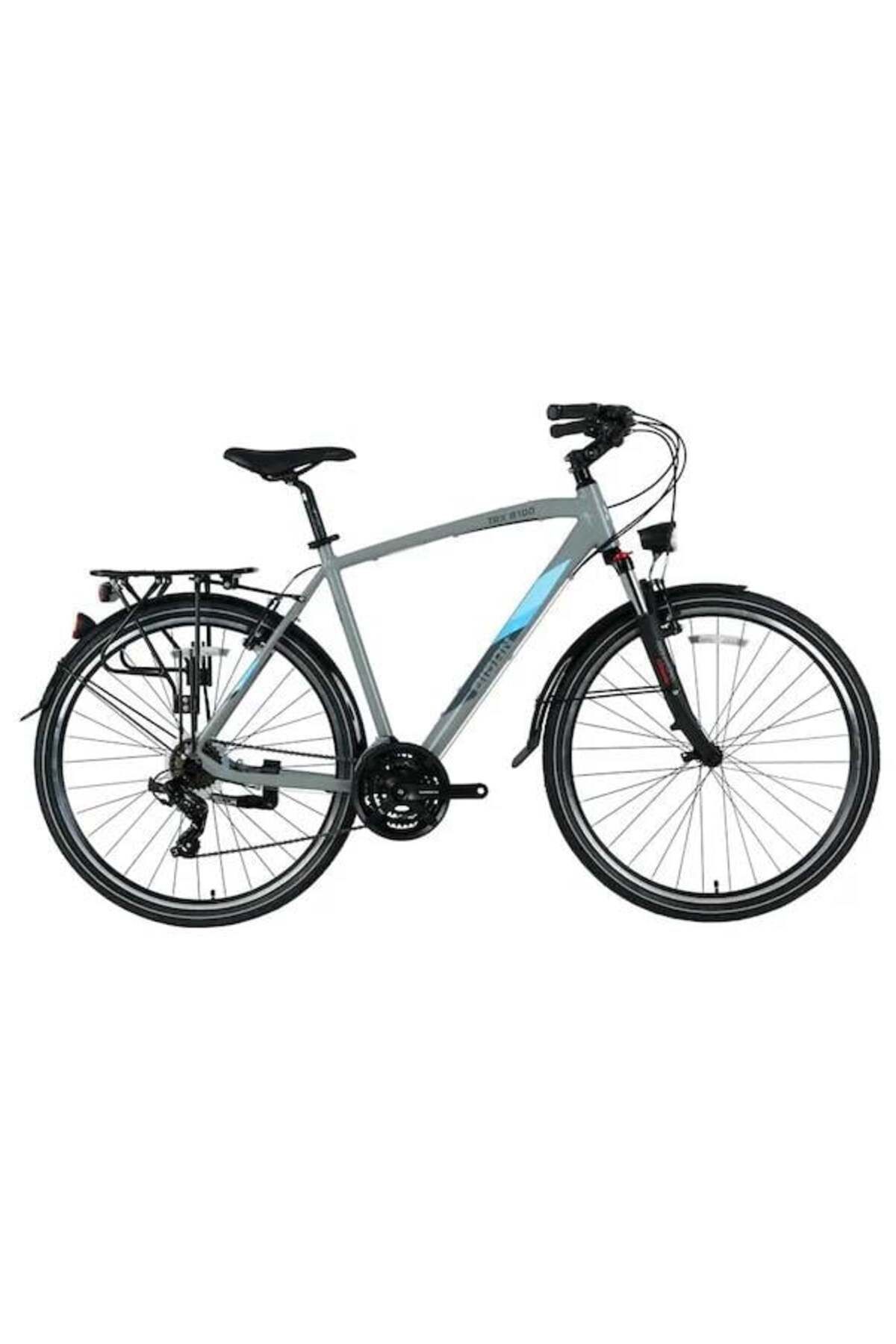 Bisan Trx 8100 Cıty Erkek Şehir Bisikleti 52cm V 28 Jant 21 Vites Açık Metal Gri Yeşil Beyaz