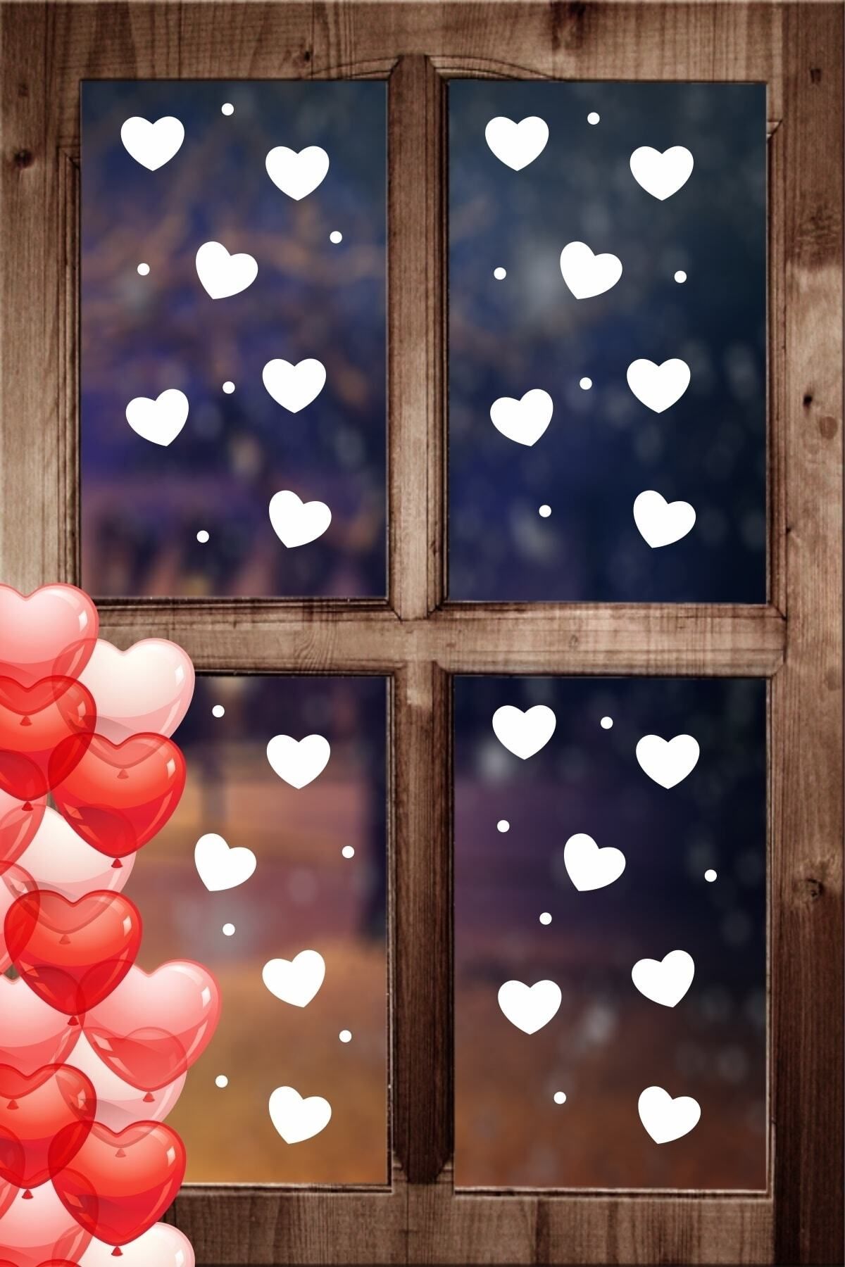 Genel Markalar Sevgililer Günü Kalp 14 Şubat Cam Vitrin Süsleme 40 Adet Beyaz Sticker