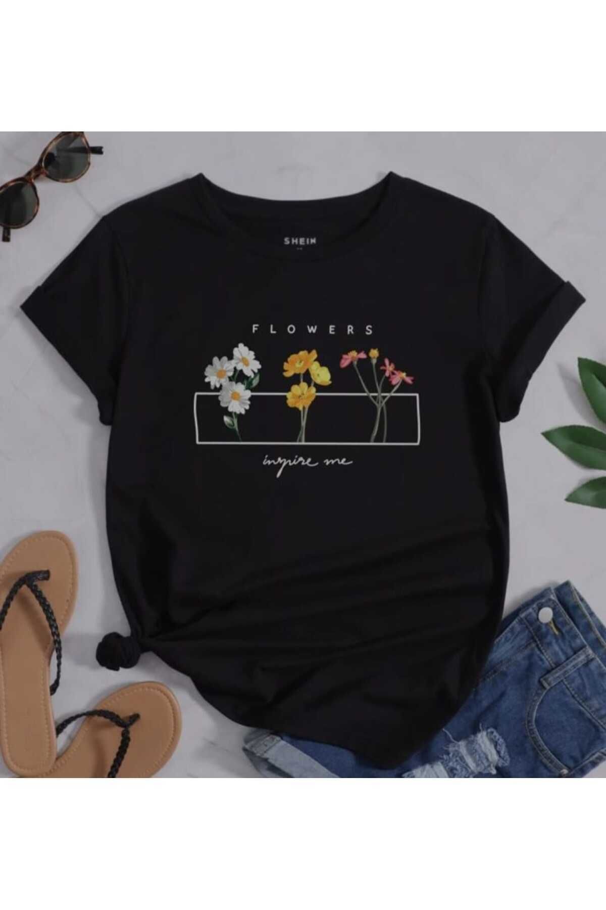 Genel Markalar bellanova Çiçekler Baskılı T-shirt