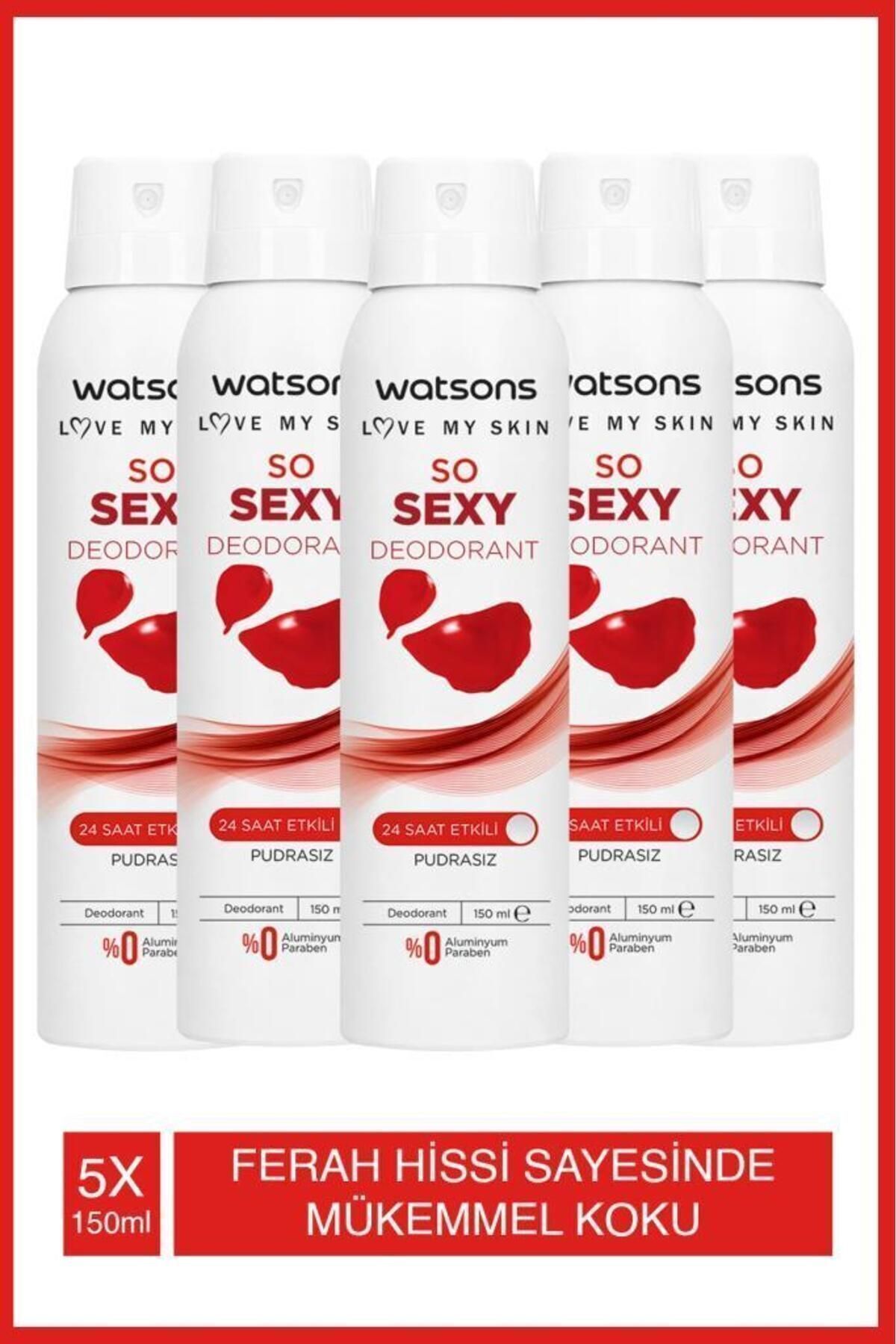 Watsons So Sexy Deodorant 24 Saat Etkili Pudrasız Sprey 150 ml X 5 Adet