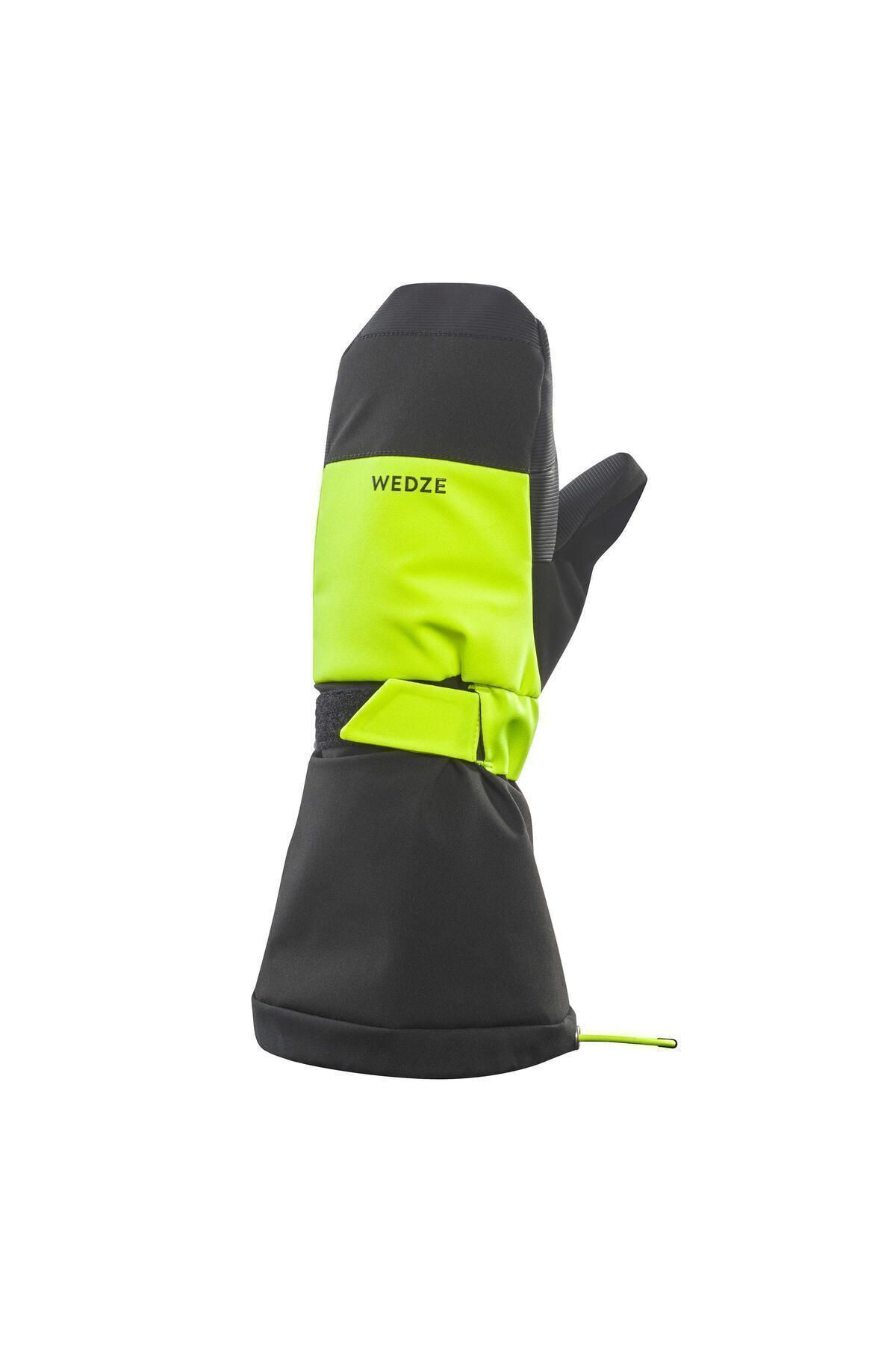 Decathlon Çocuk Tek Parmaklı Kayak Eldiveni - Siyah / Neon Sarı - 550
