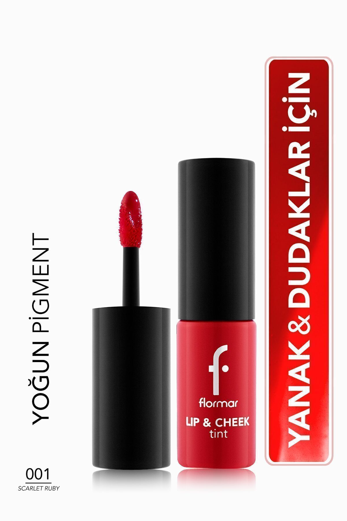 Flormar Uzun Süre Kalıcı Jel Tint (KIRMIZI) - Lip & Cheek Tint - 001 Scarlet Ruby - 8682536066884