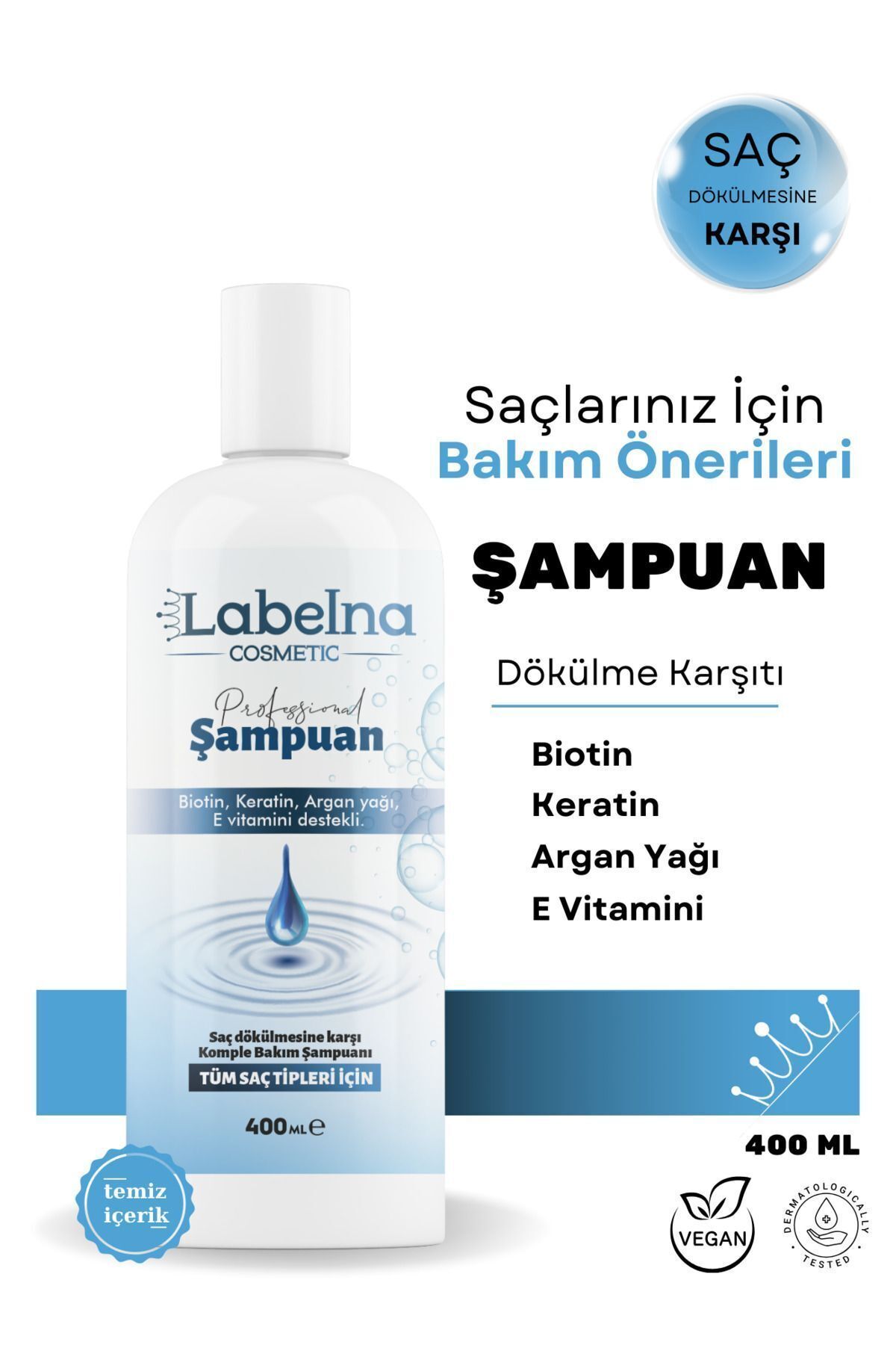 Labelna Cosmetic Dökülme Karşıtı Hızlı Saç Uzatan Saç Bakım Şampuanı (keratin,biotin,argan Yağı, E-vitamini) 400 ml