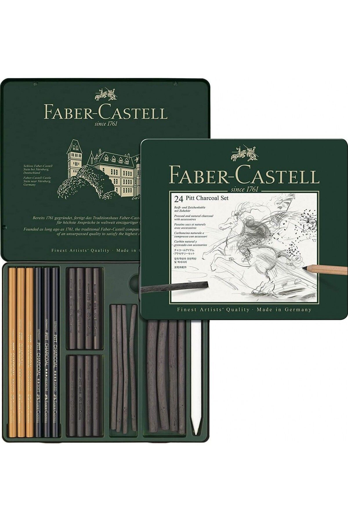 Faber Castell Pitt Charcoal 24'lü Işlenmiş Kömür Set / 112978