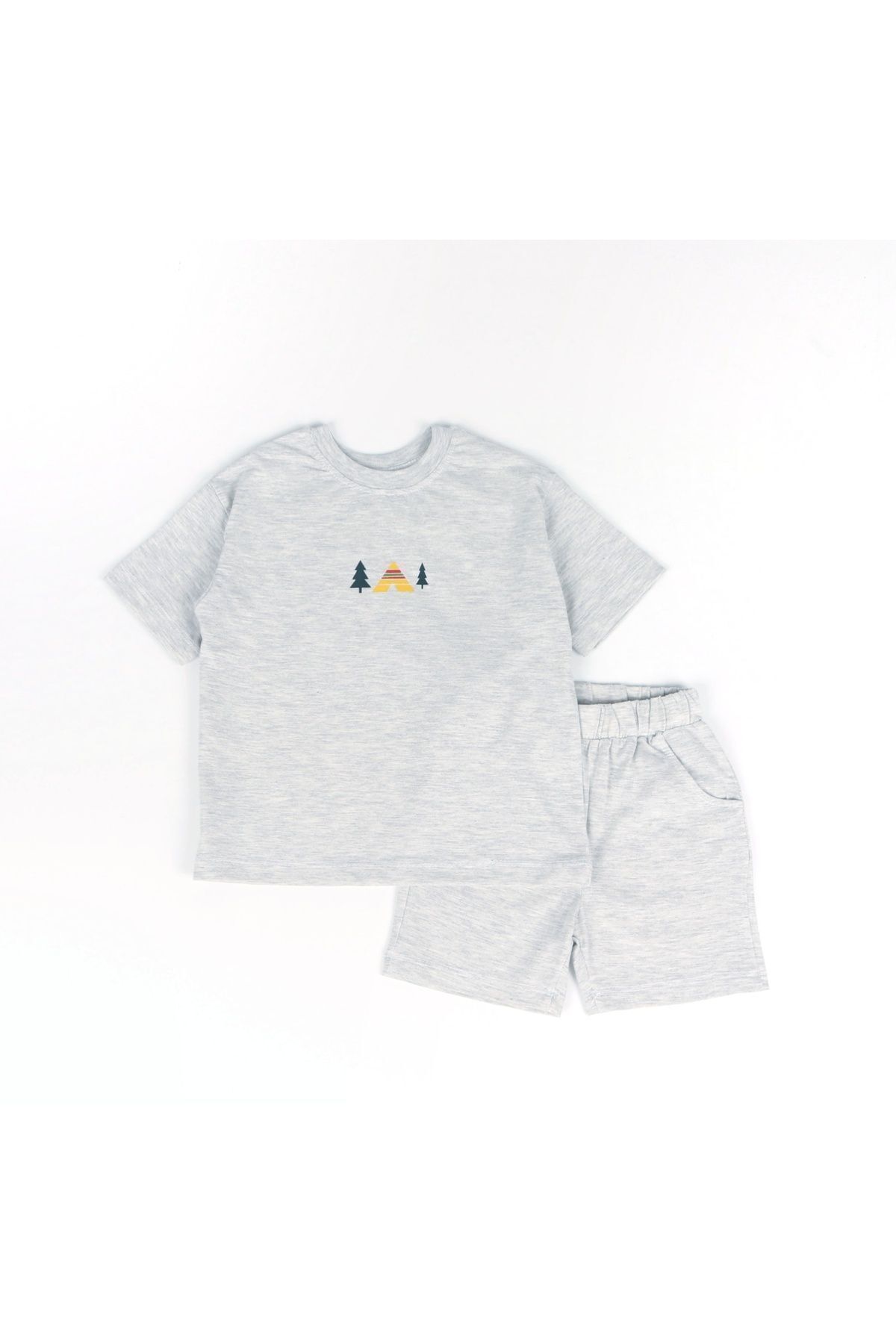 BALKABAĞI Camp Karmelanj Sırtı Baskılı Erkek Çocuk & Bebek Oversize Tshirt-Şort Takım