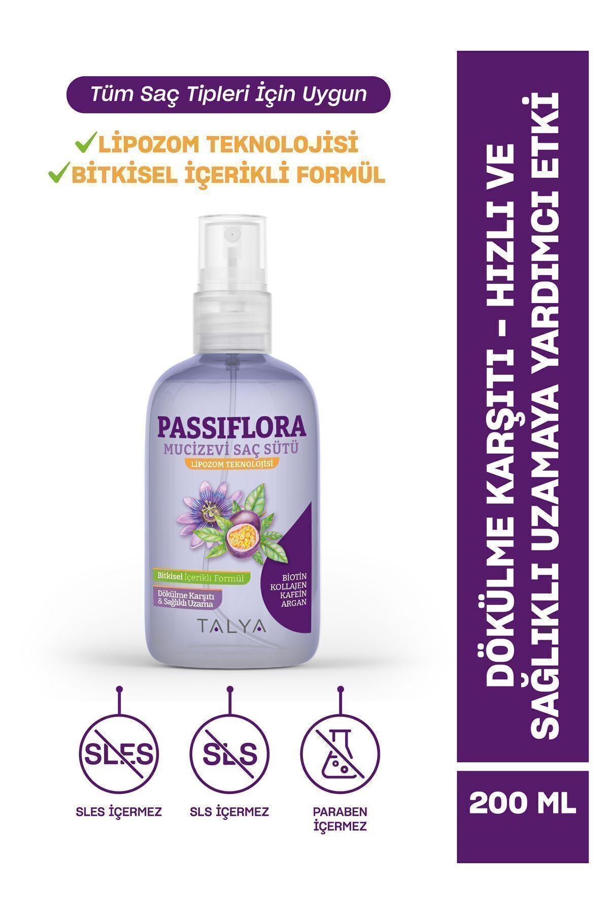 Talya Passiflora Mucizevi Saç Sütü - Dökülme Karşıtı Ve Hızlı Saç Uzatma Etkili 200 Ml