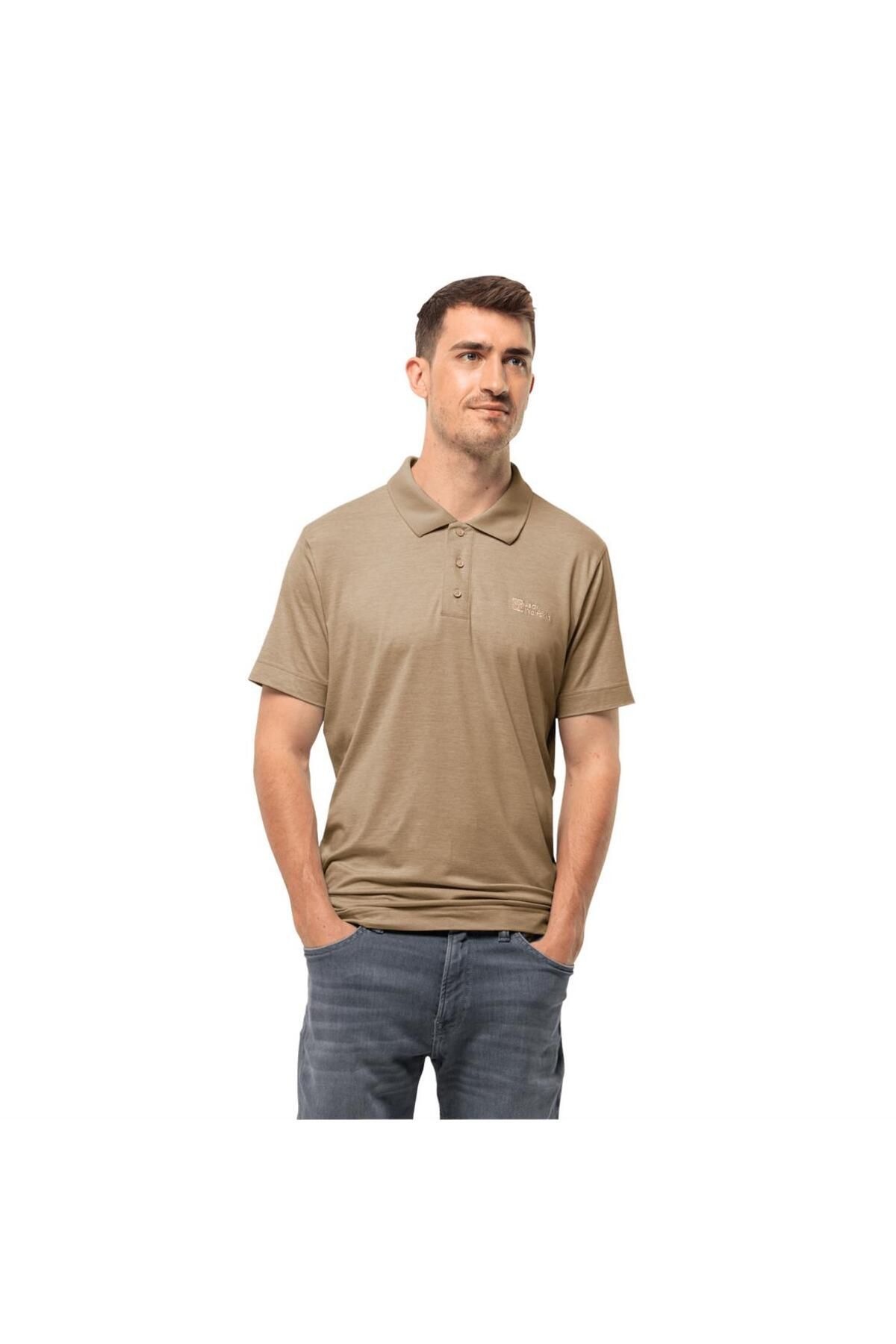 Jack Wolfskin Travel Polo M Erkek Bej Polo T-shirt