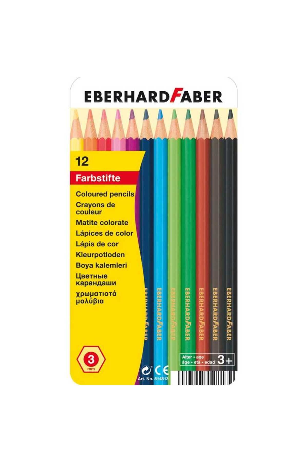 Eberhard Faber Altıgen Kuruboya 3mm 12 Renk Metal Kutu