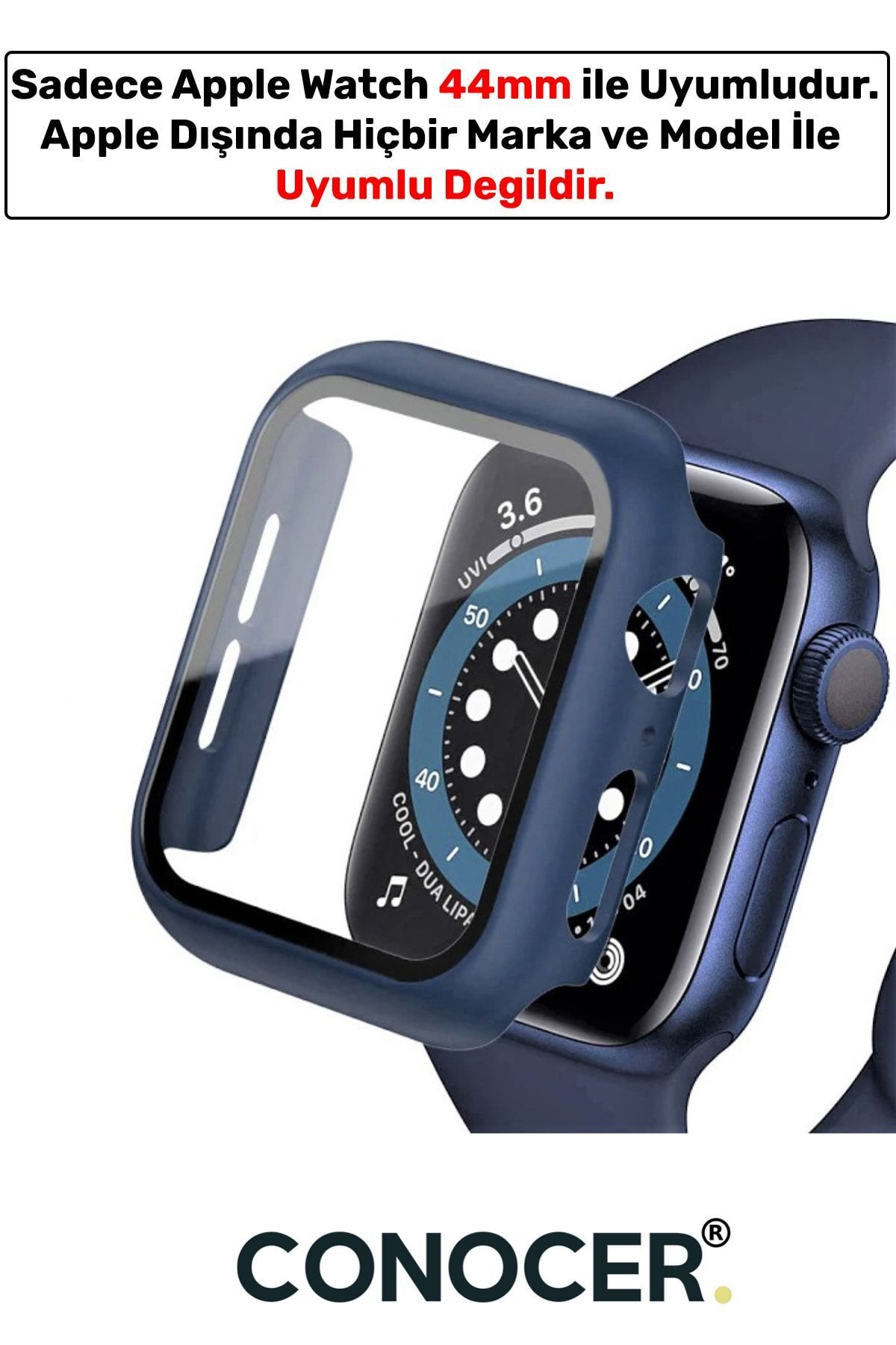 CONOCER Apple Watch 2-3-4-5-6-se (44 MM) Uyumlu Nike Kılıf Kasa Ve Ekran Koruyucu Yüksek Kalite