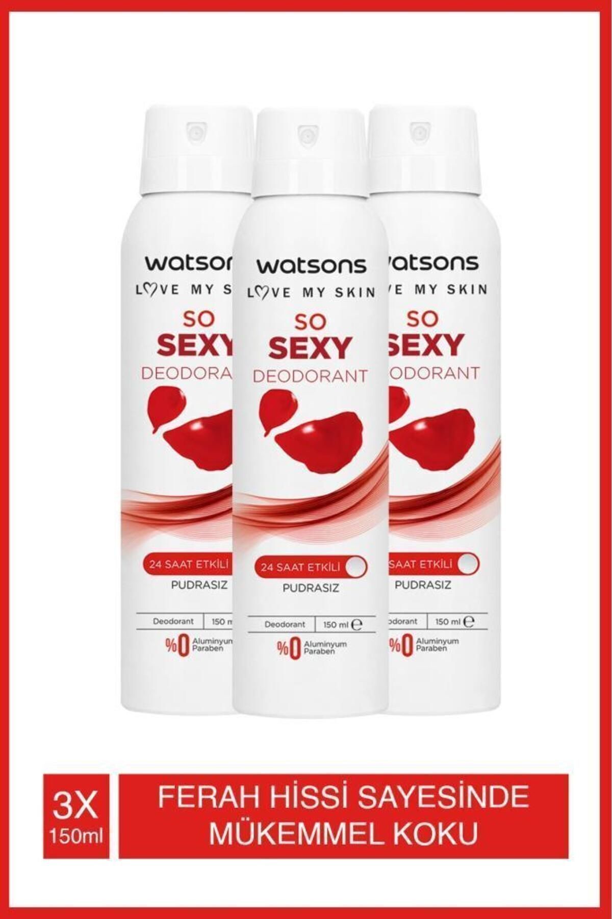 Watsons So Sexy Deodorant 24 Saat Etkili Pudrasız Sprey 150 ml X 3 Adet