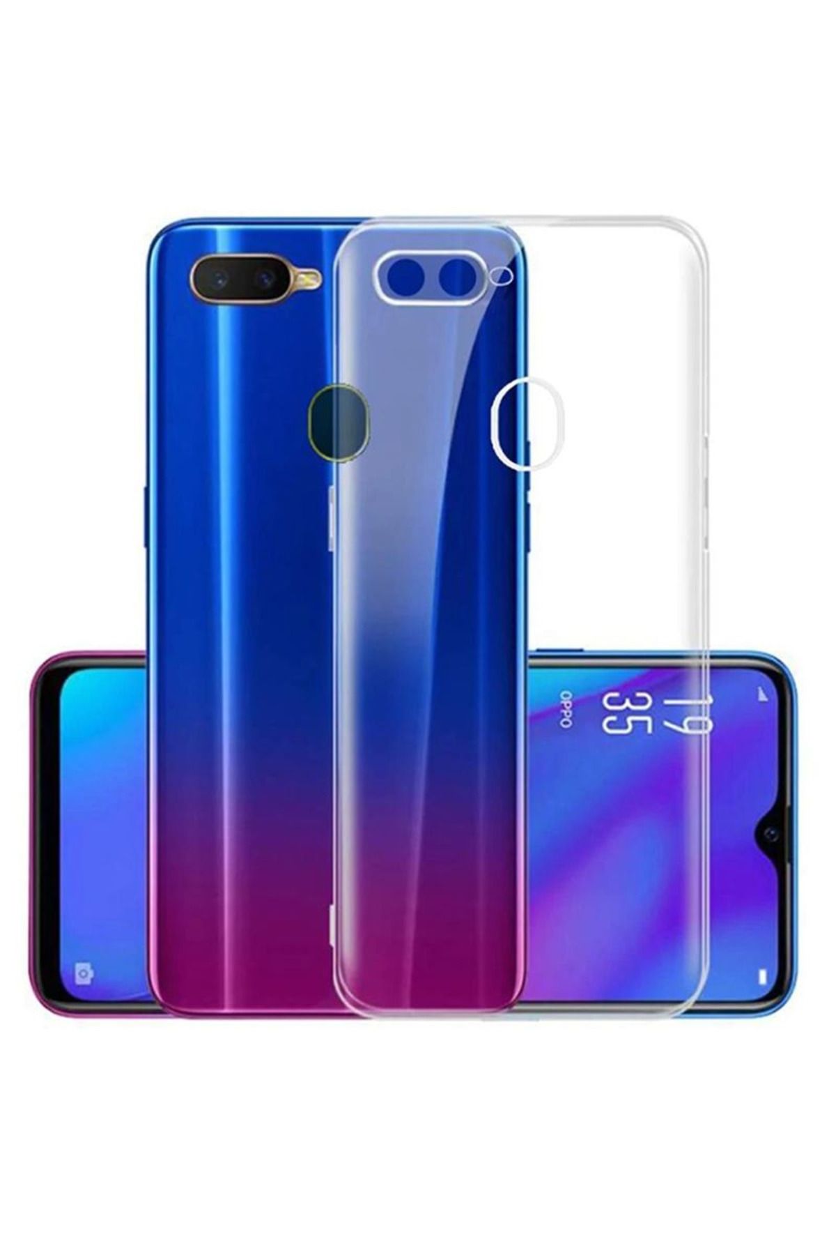 Fibaks Oppo A5s Kılıf Kamera Korumalı Şeffaf Ultra Ince Esnek Renksiz Silikon Kapak