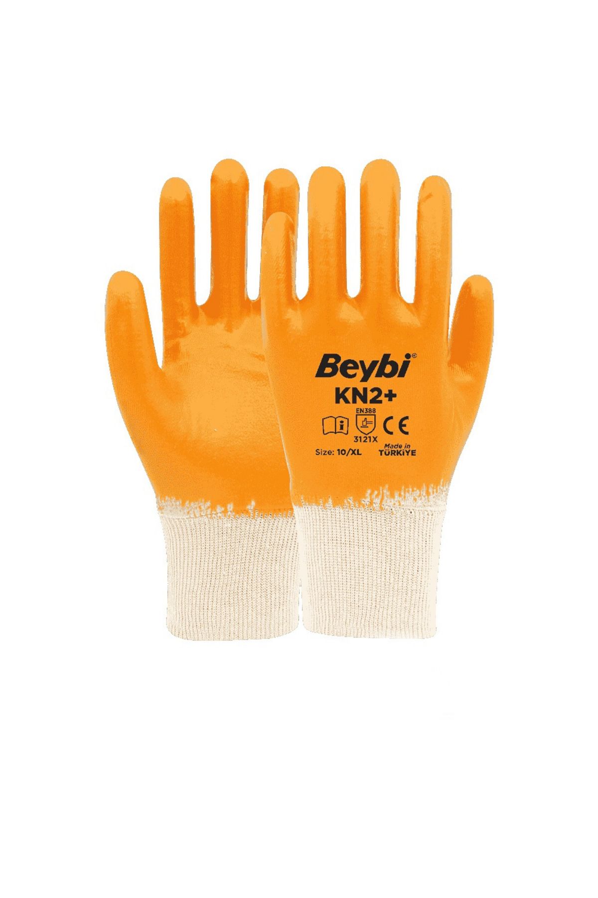 BEYBİ 24 ADET Kn2+ (Kn2 Plus) İç Yüzeyi Pamuklu Nitril İş Eldiveni