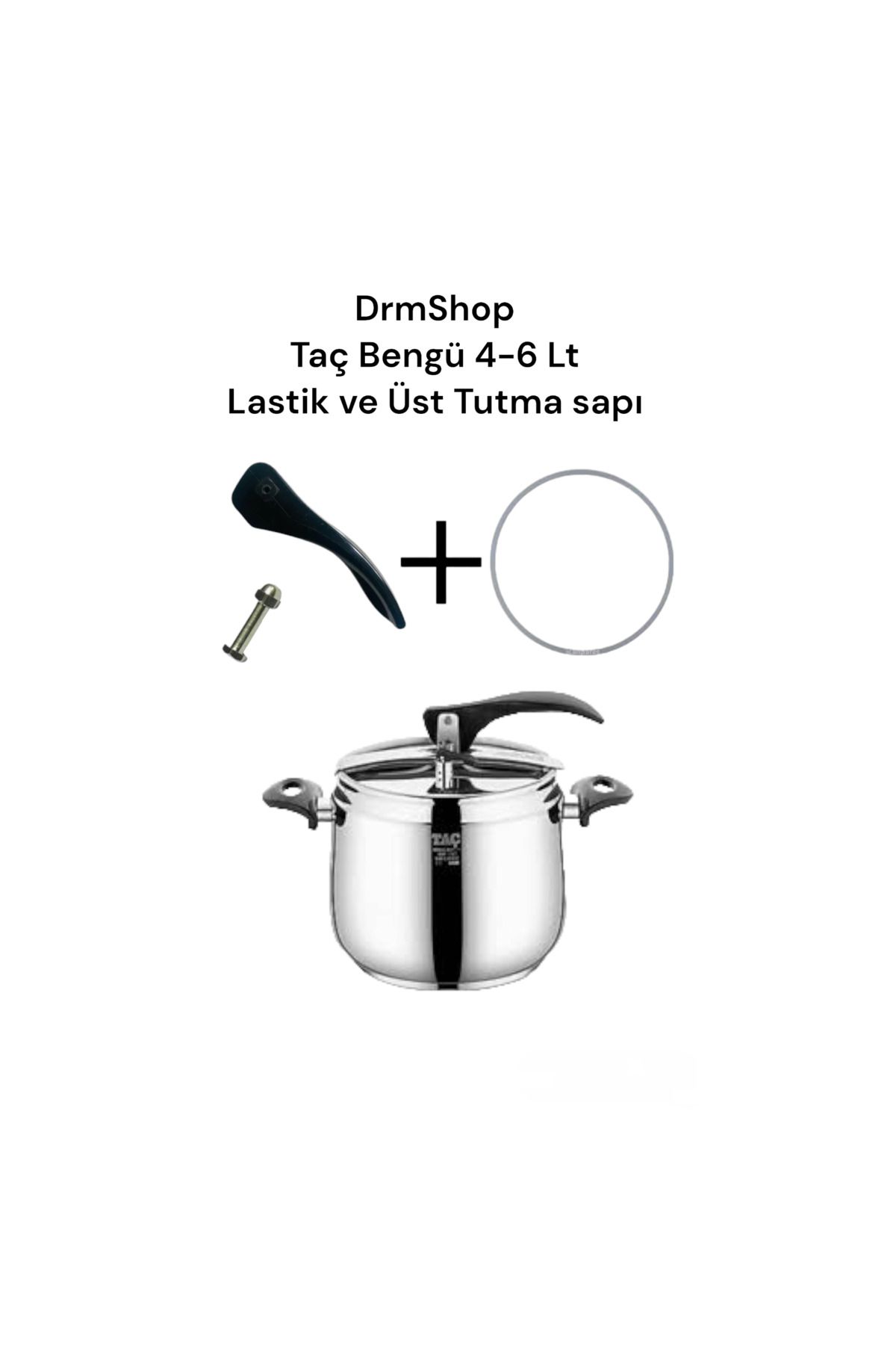 shopdrm Taç Bengü 4-6 LT Düdüklü Tencere Lastik + Üst Tutma Sapı (Vidası ile Beraber)