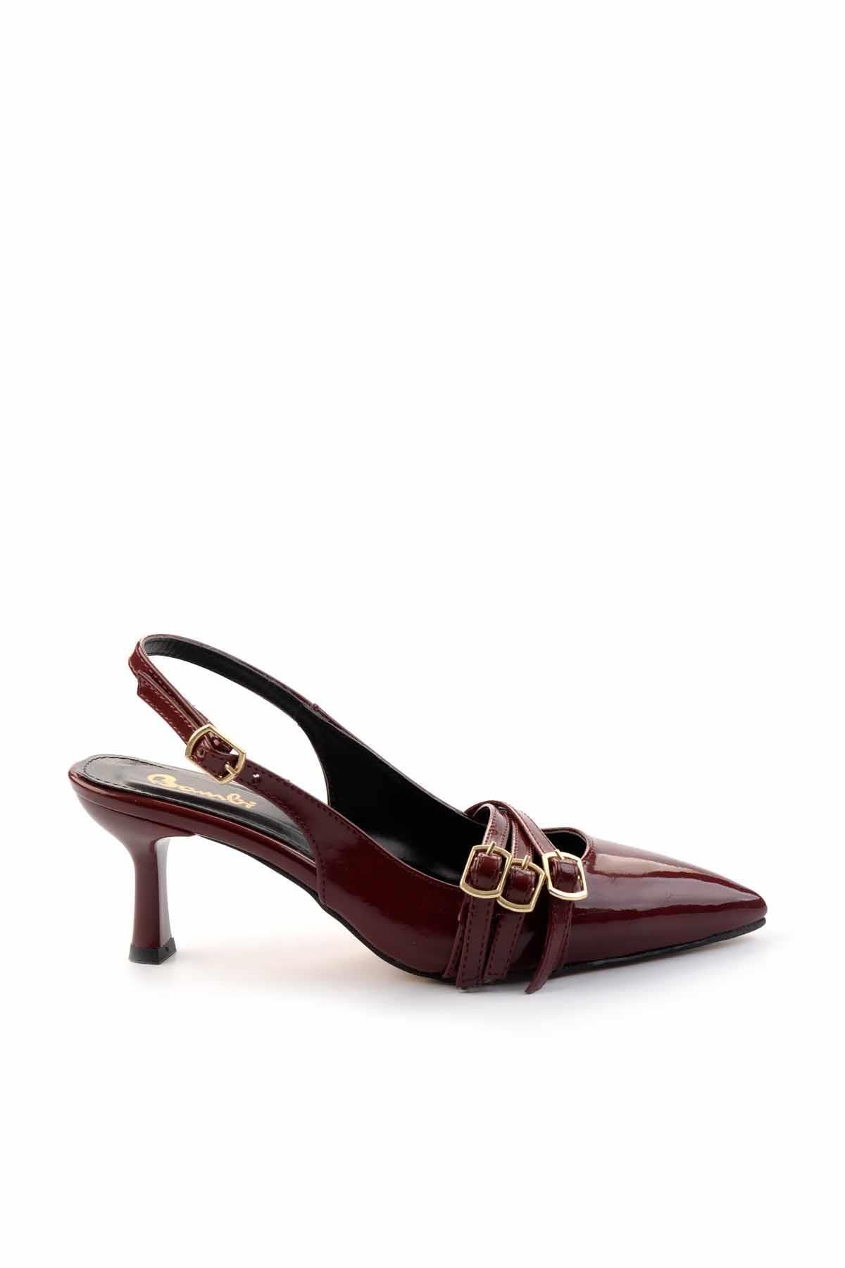 Bambi Bordo Rugan   Kadın Klasik Topuklu Ayakkabı K01206011108