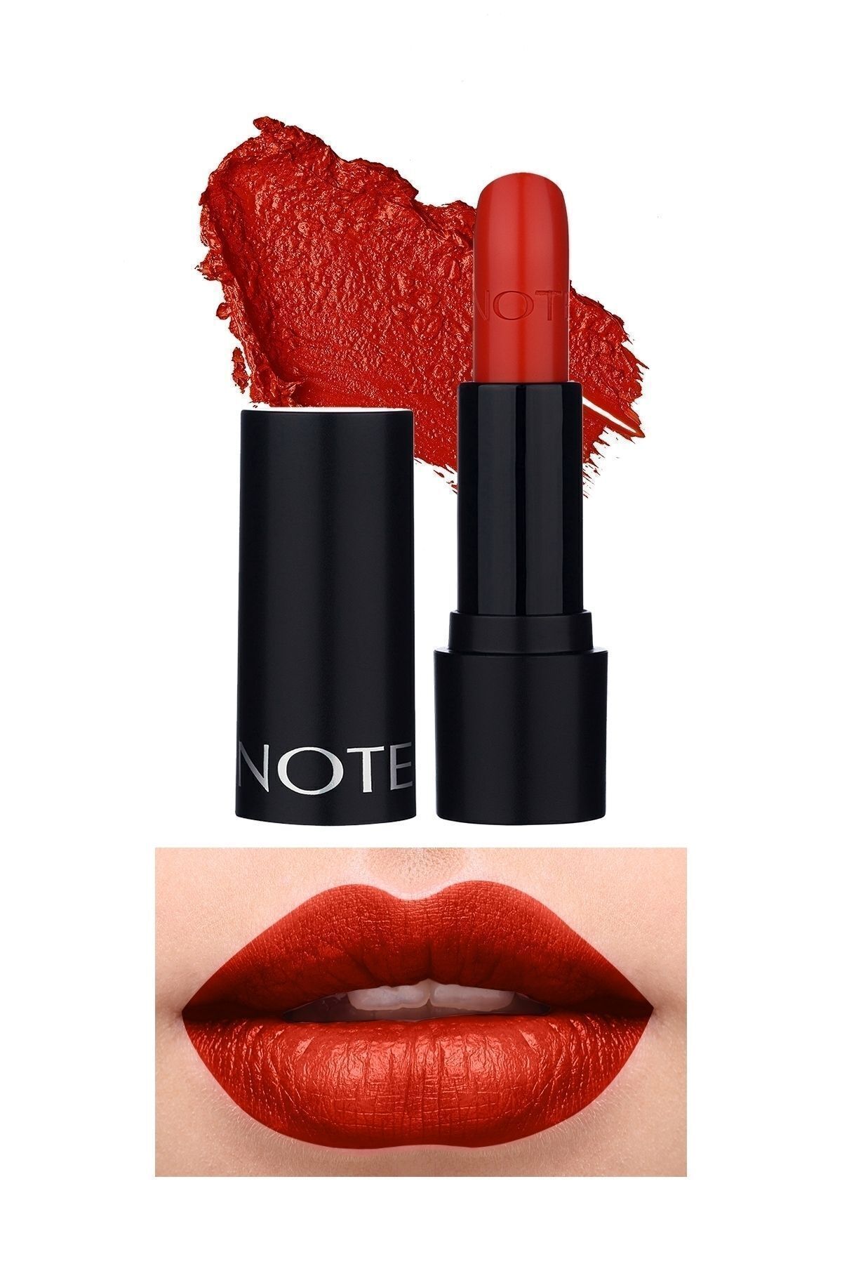 Note Cosmetics Deep Impact Lipstick Kremsi Dokulu Yarı Parlak Ruj 12 Flaming Heart Red - Kırmızı