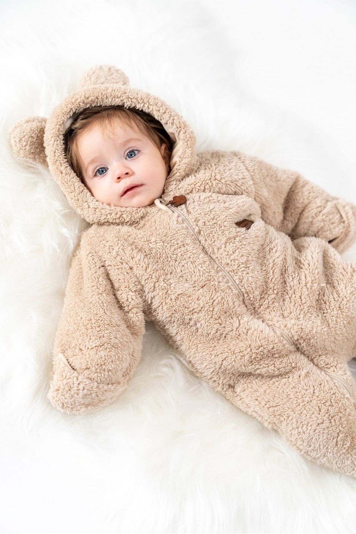 Kuarks Unisex Welsoft Pelüş Astarlı Kışlık Bebek Uyku Tulumu Bebek Tulumu Kendinden Eldivenli Bebek Tulumu